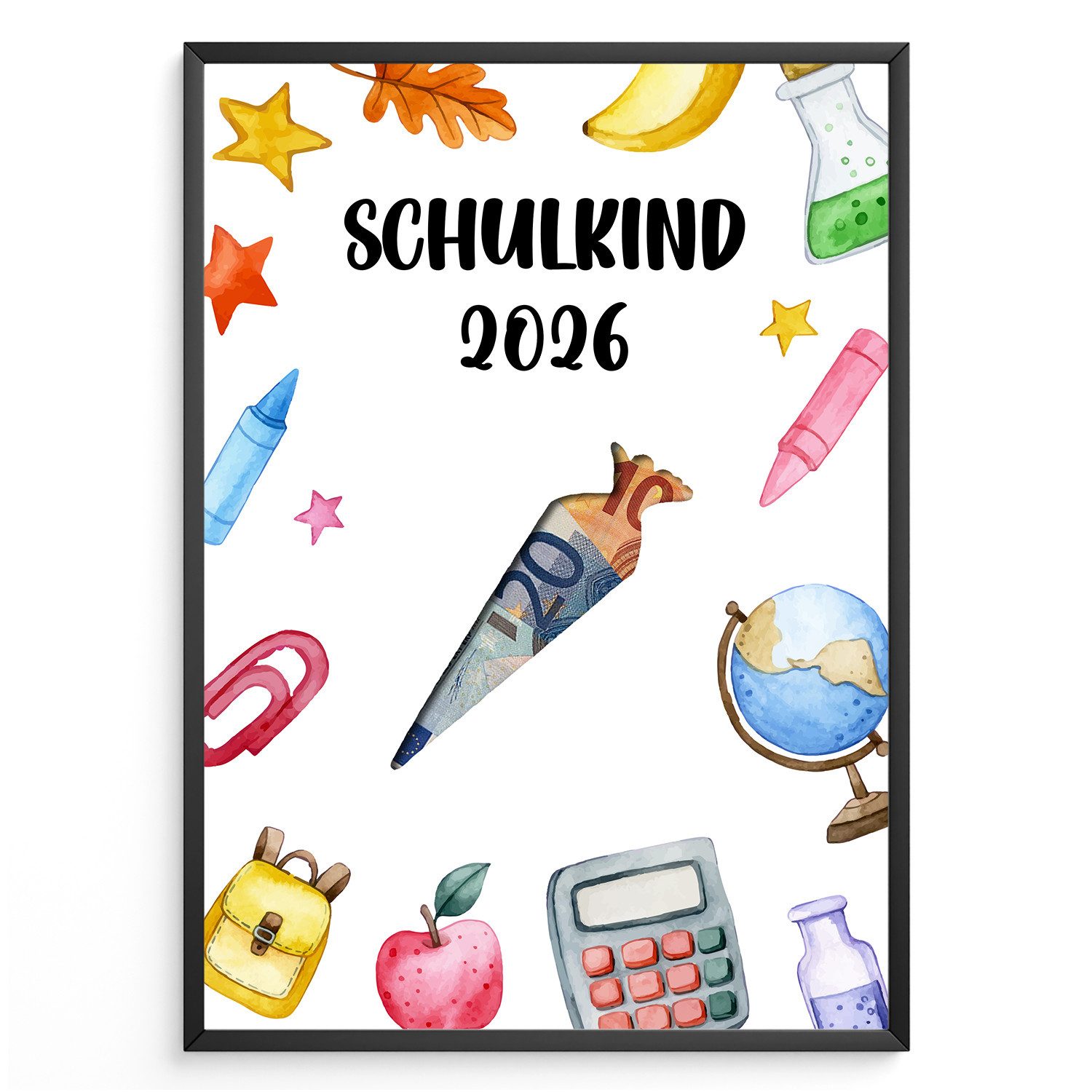 Tigerlino Poster Geldgeschenk Einschulung Schulanfang Schulkind Erstklässler
