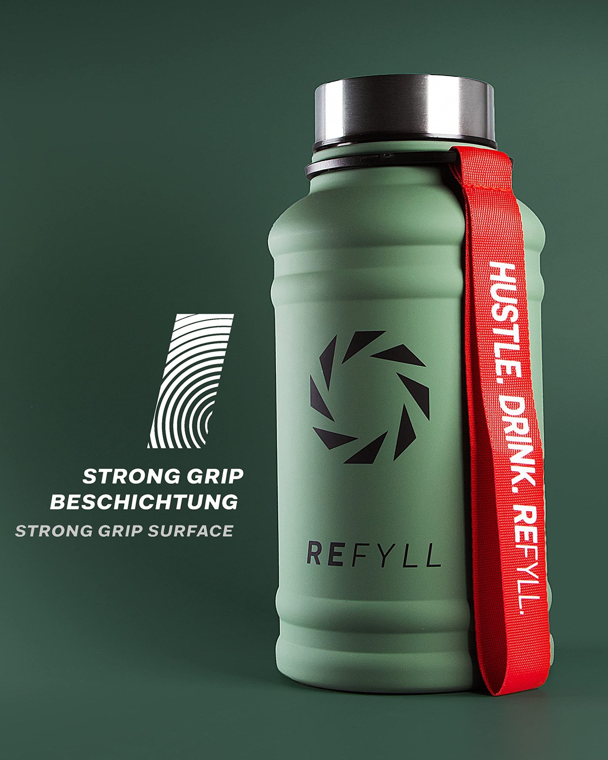 Hero REFYLL und Edelstahl auslaufsicher Water L Fitness Army Sport, 1,3L Trinkflasche Trinkflasche Jug 1,3 2,2L, Trinkflasche Auslaufsicher, für Green Gym, robust,