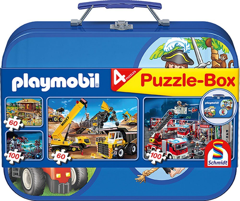 Schmidt Spiele Puzzlebox Puzzleteile Schmidtspiele 55599 2 Metallkoffer, Puzzle Playmobil