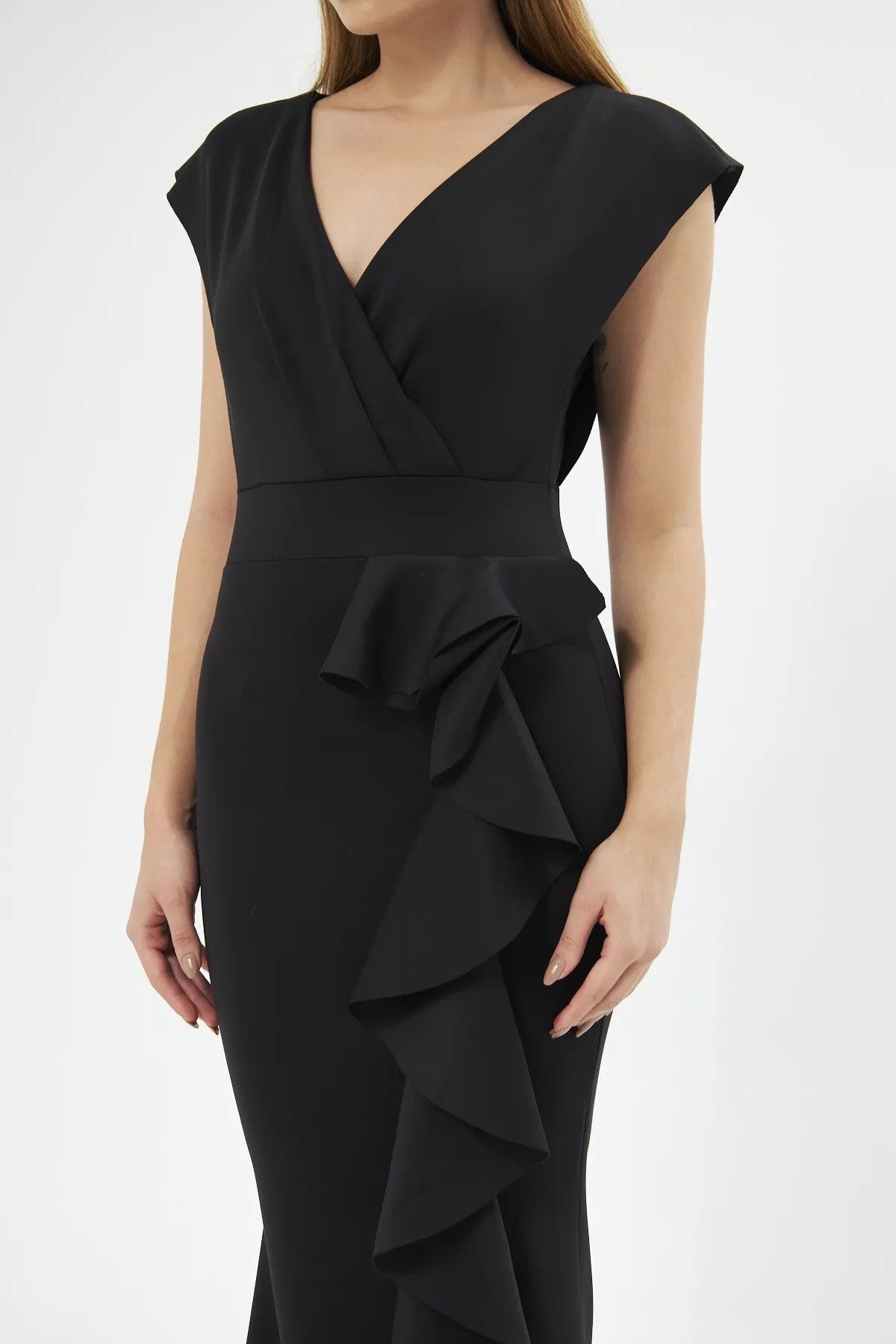 WOMAN VISION Minikleid Damen Bequemer Stoff Wickelausschnitt Rüschen Ärmell günstig online kaufen