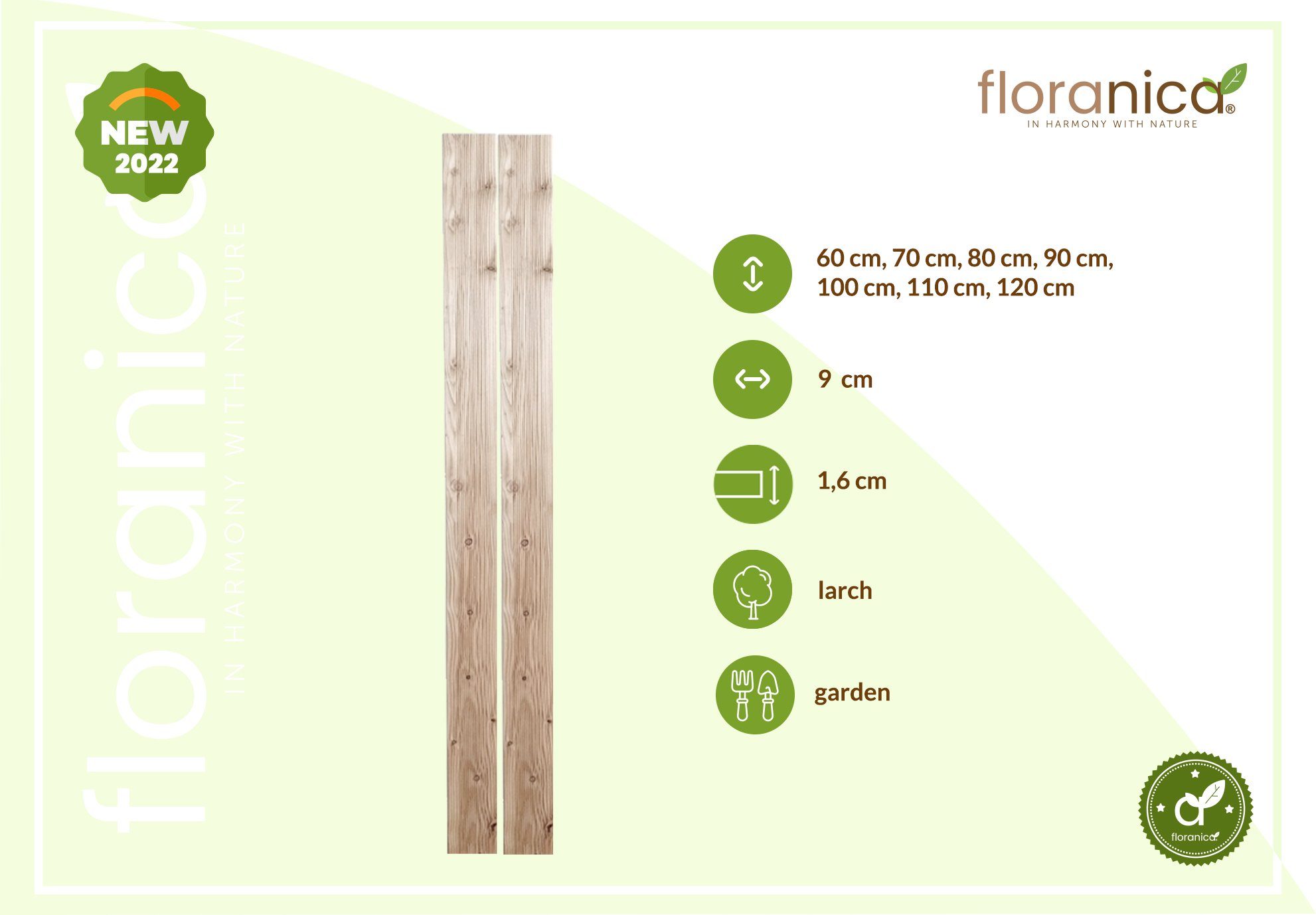 Holz Länge Stück 60 Bodenfliese, 5 Lärchenbrett Holzlatten Konstruktionsholz Floranica cm