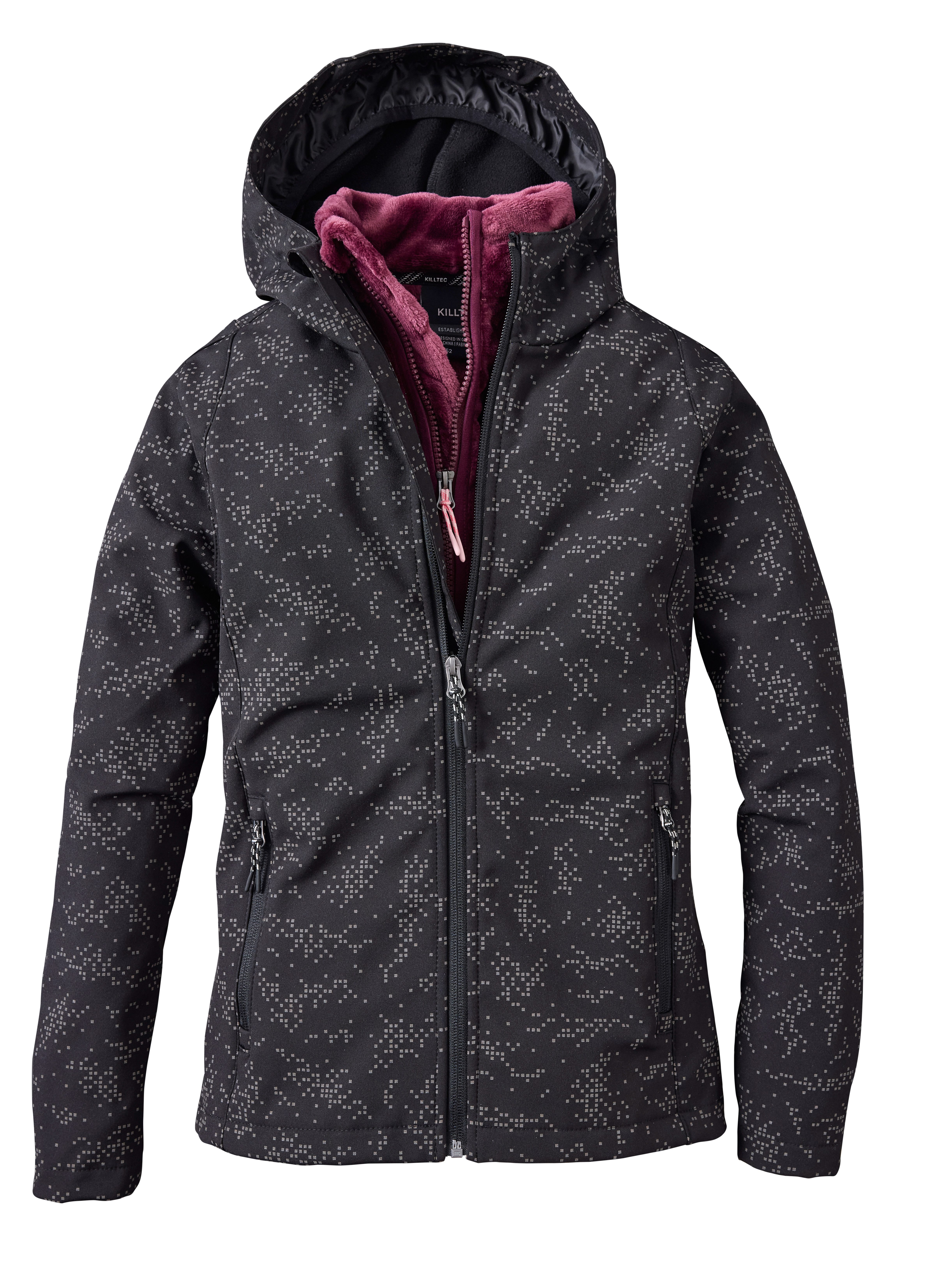Killtec Softshelljacke für Kinder, mit regulierbarer Kapuze, winddicht, wasserabweisend