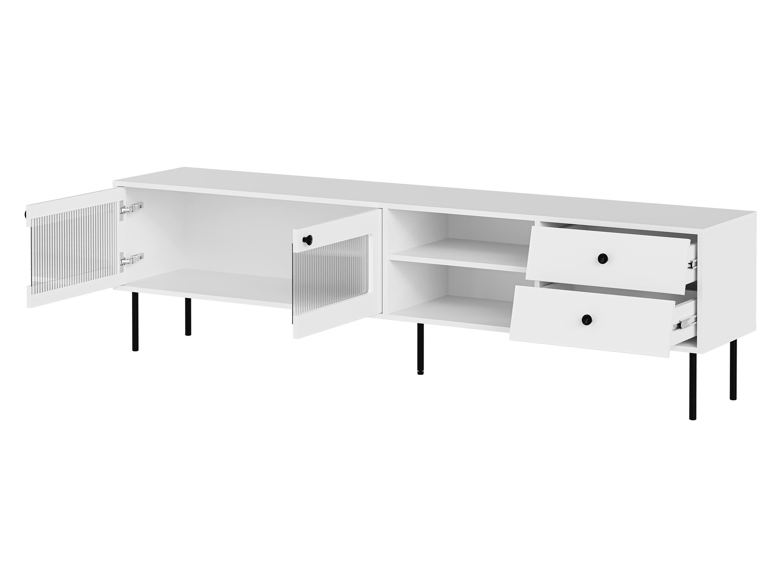 MIRJAN24 Wohnzimmer-Set Valerio II, (2er-Set, TV-Lowboard, Vitrine), Fronten teilweise aus ornamentalem, gehärtetem Glas