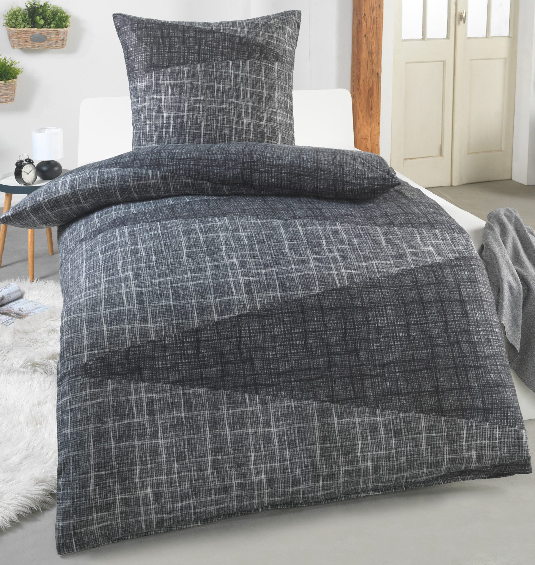Dreamhome Bettwäsche 135x200 + 80x80 cm Thermo Fleece Bettwäsche, atmungsaktiv, Für Allergiker geeignet, pflegeleicht, angenehm weicher Stoff, Bettbezug