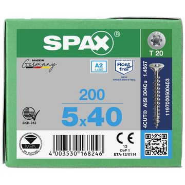 SPAX Schraube SPAX 1197000500403 Holzschraube 5 mm 40 mm T-STAR plus Edelstahl A