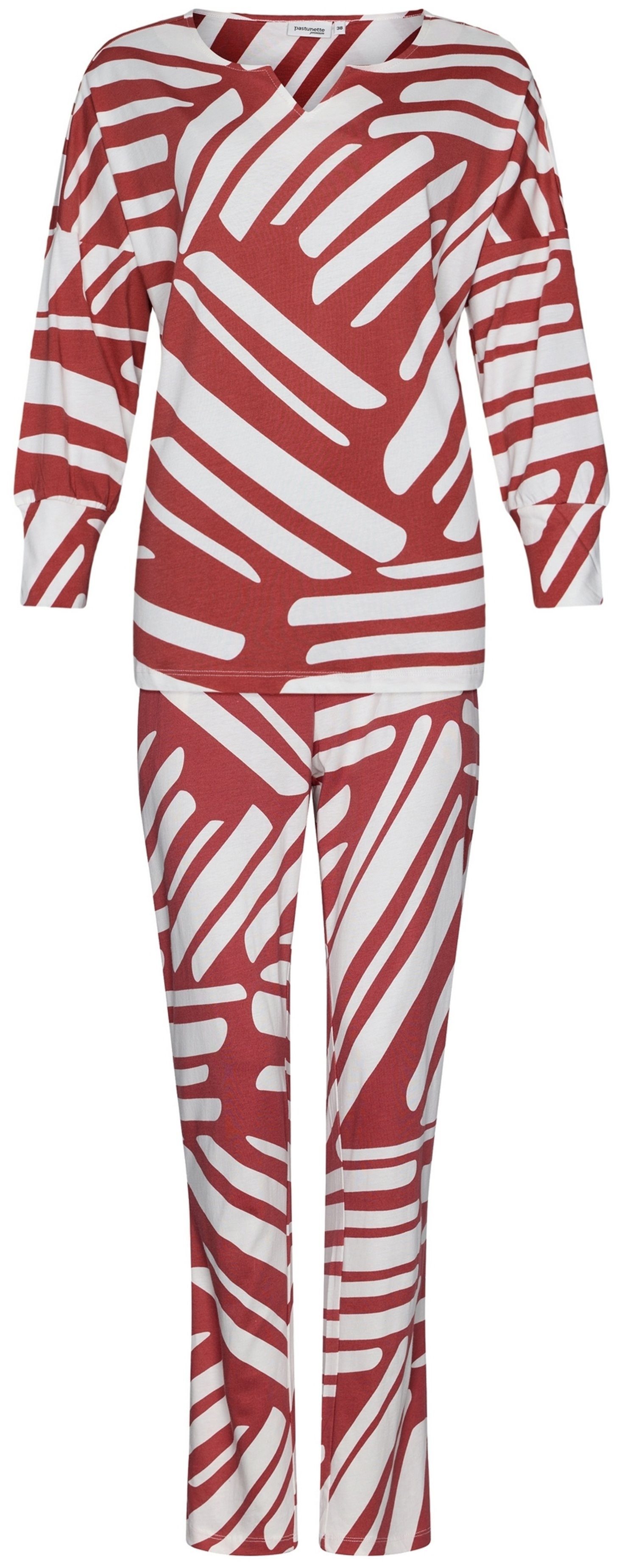 Pastunette Schlafanzug Damen Pyjama lang (2 tlg) Grafisches Design
