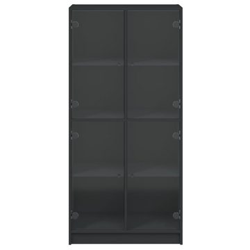 vidaXL Highboard Highboard mit Türen Schwarz 68x37x142 cm Spanplatte Glas Vitrine