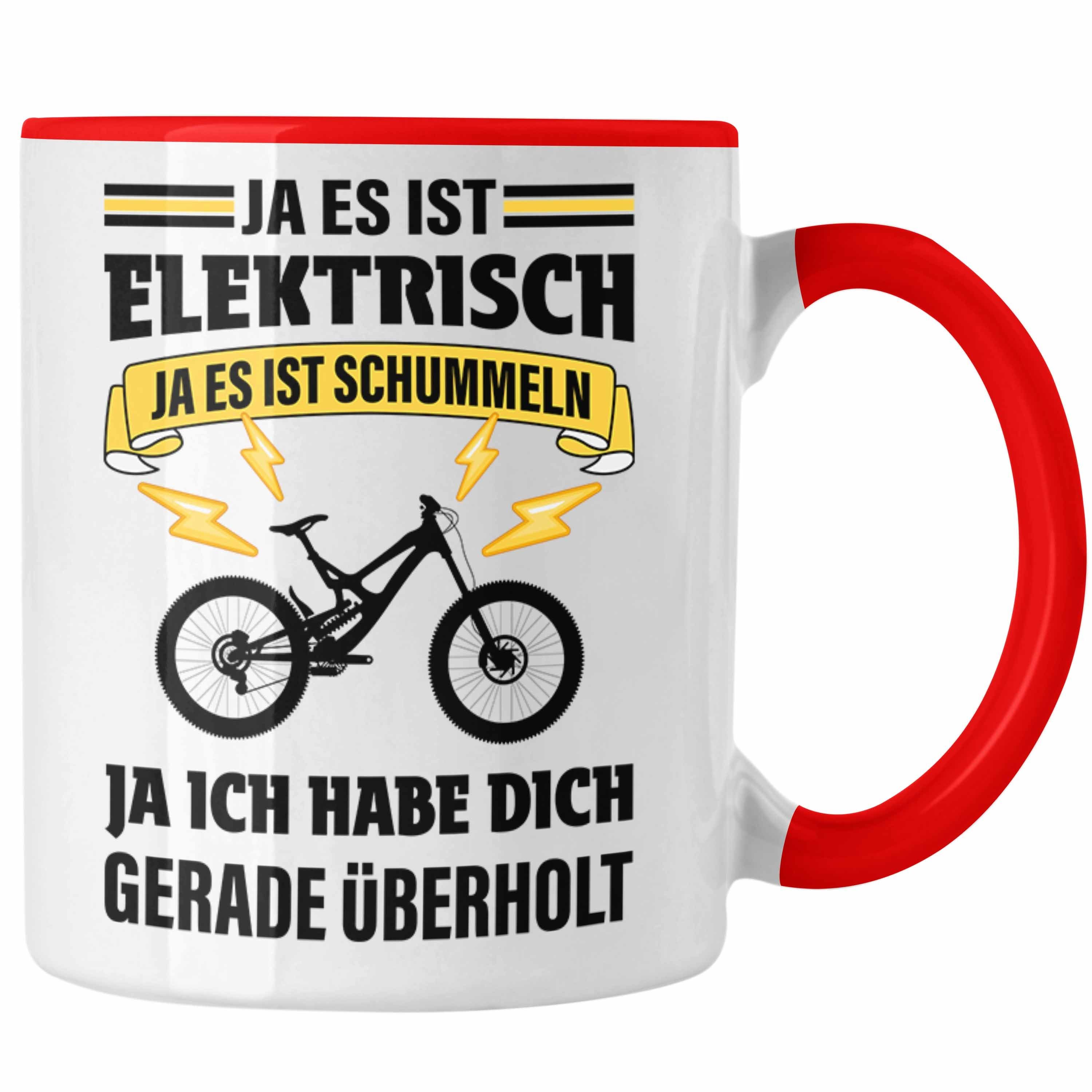 Trendation Tasse Trendation - Elektrofahrrad E-Bike Tasse mit Spruch Geschenk Ebike Lustige Geschenke Kaffeetasse Rot