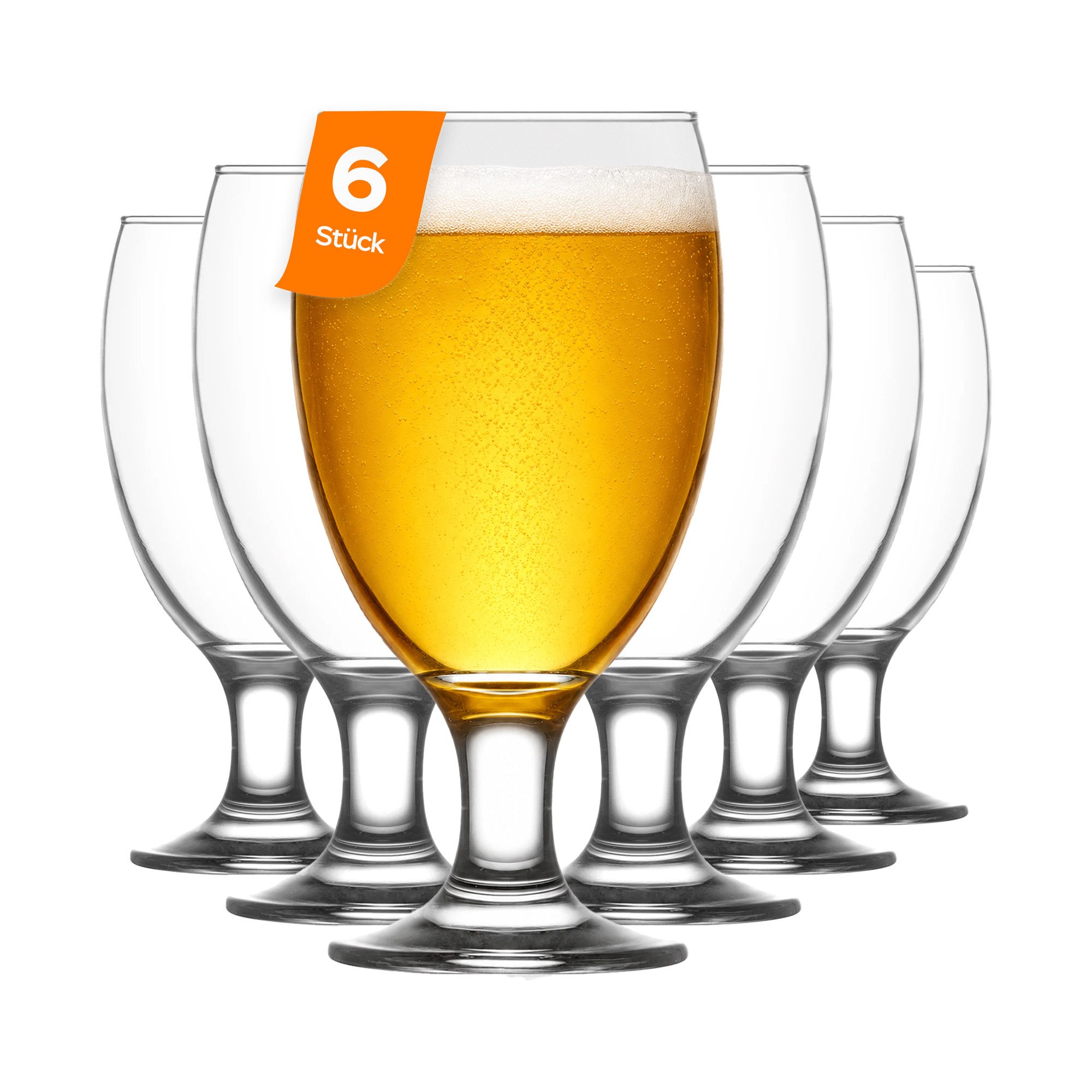 LAV Gläser-Set Empire Bierglas, 6-tlg., Glas, 6er Set, 590ml, ideal für Bier, Limonade und Softdrinks