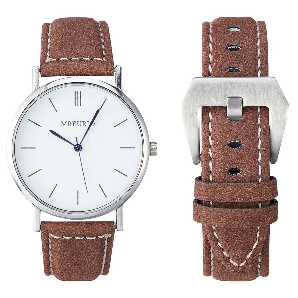 18mm Smartwatch-Armband Silber Ersatzarmband Edelstahl Leder 20mm 22mm Braun Schnalle, Uhrenarmband BTTO mit Armband für 24mm Uhren,