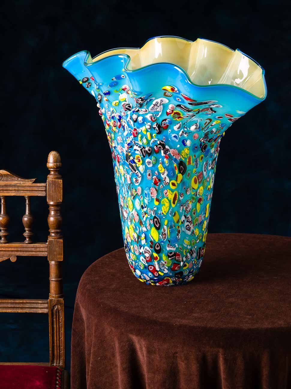 antik Aubaho Vase Tischvase schwere Italien Glasvase Murano 42cm Stil Glas im Tischvase