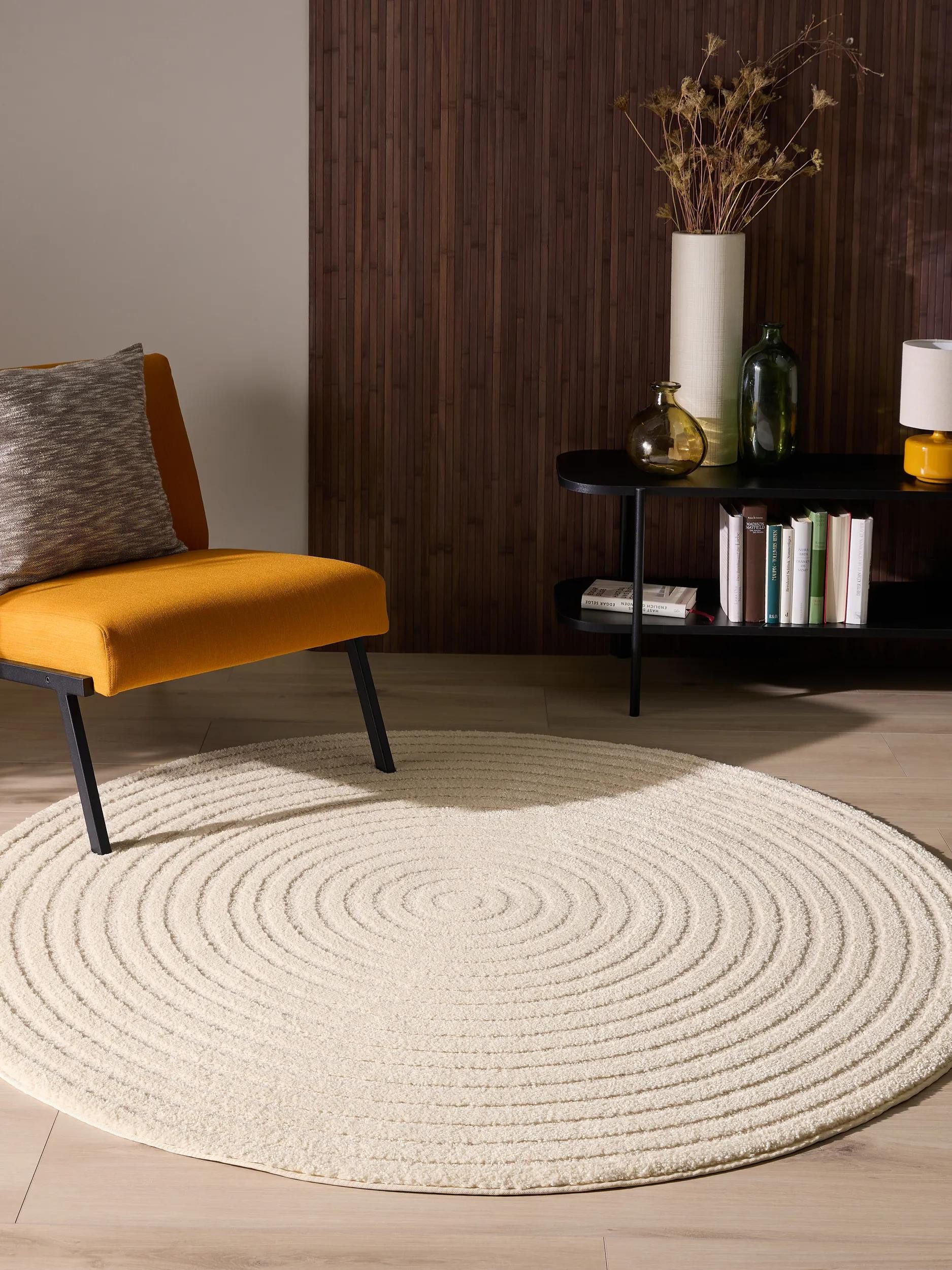 benuta Teppich Eve, rund, Höhe: 11 mm, Teppich Wohnzimmer, Schlafzimmer, Esszimmer, Flur, Kunstfaser, Cozy