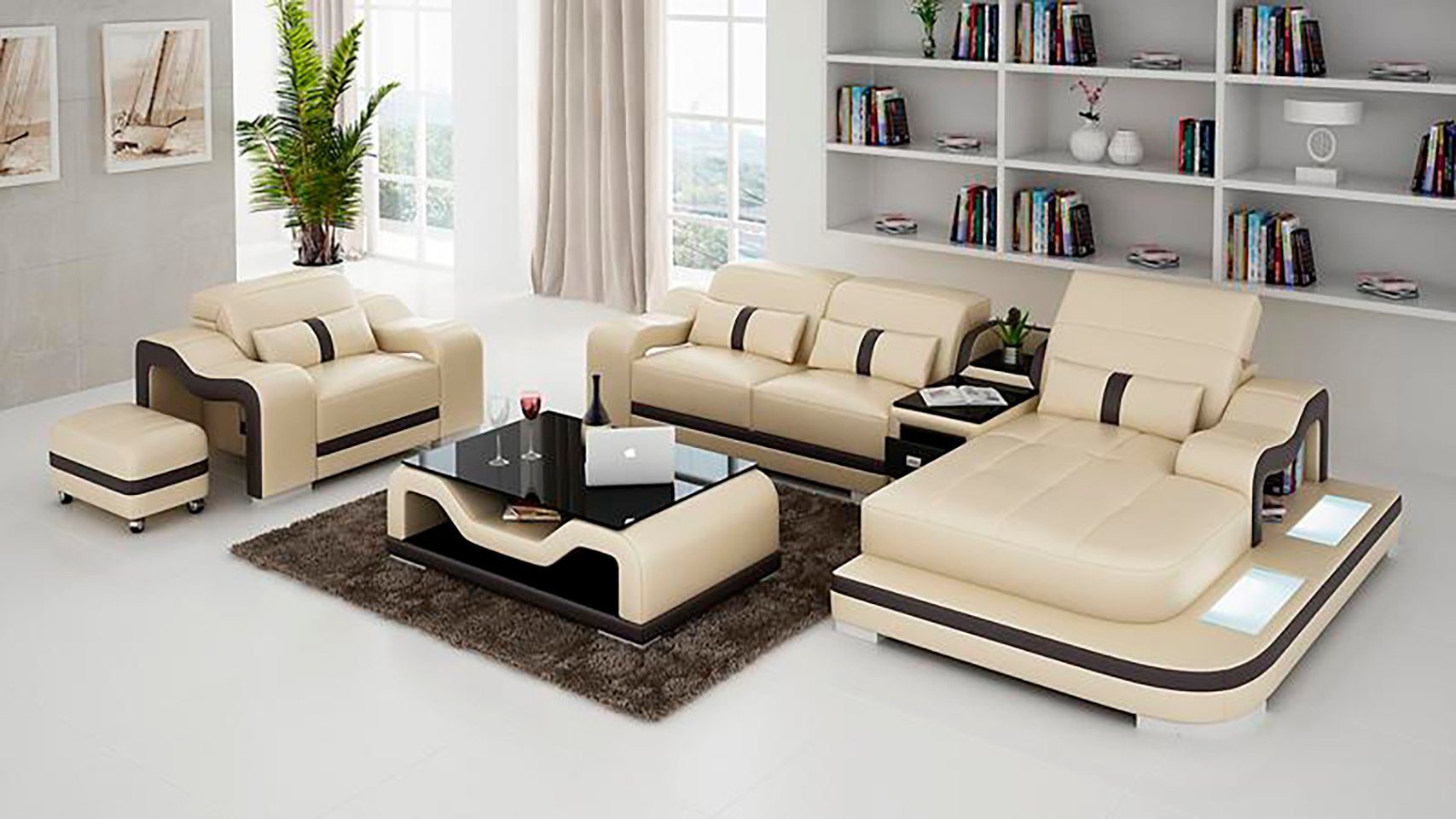 JVmoebel Ecksofa, Set Couch Polster Eck Garnitur + Sessel Wohnlandschaft L Form