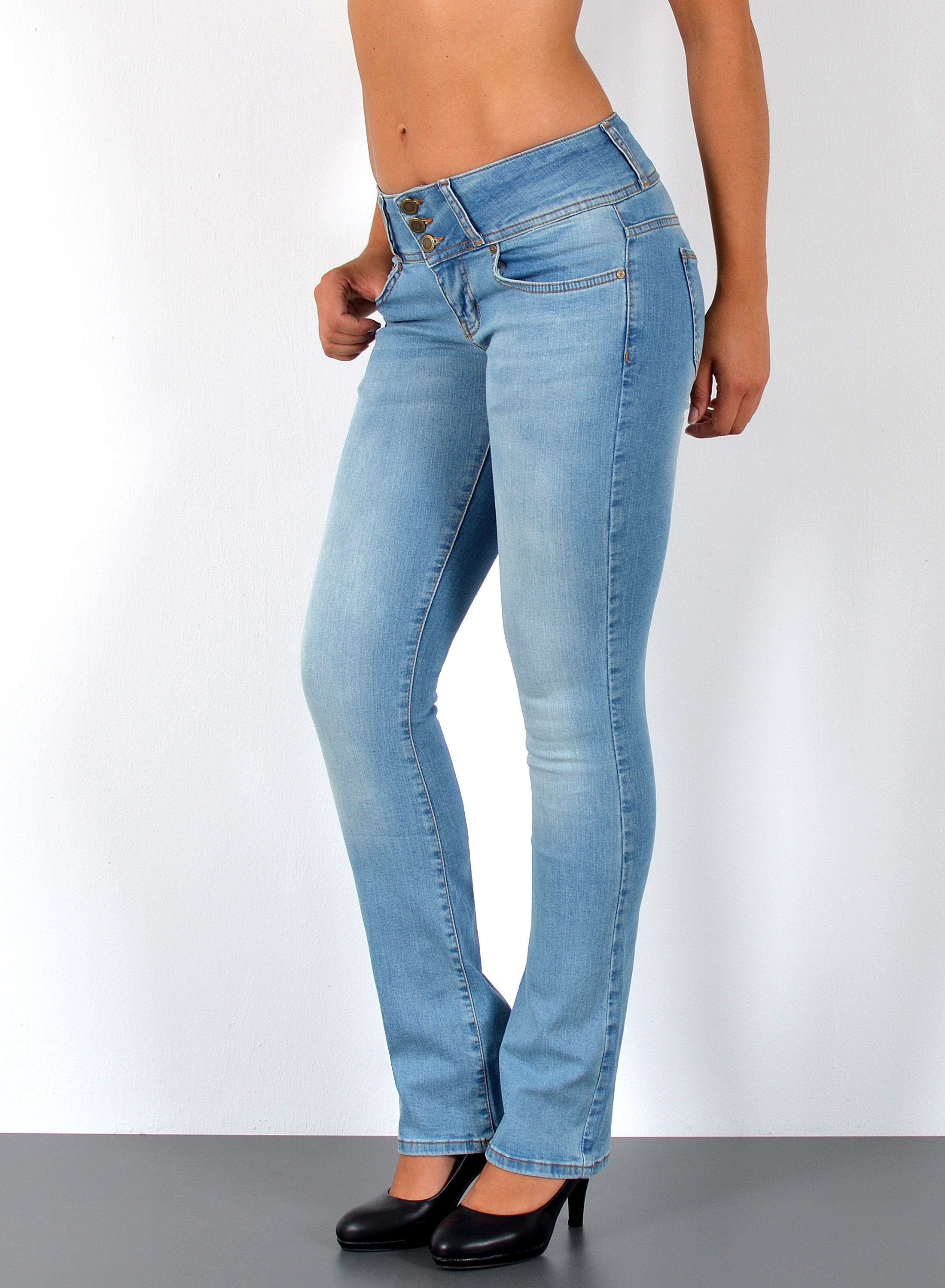 ESRA Bootcut-Jeans Damen Schlaghose Bootcut Jeans Damen Stretch Hose bis Üb günstig online kaufen