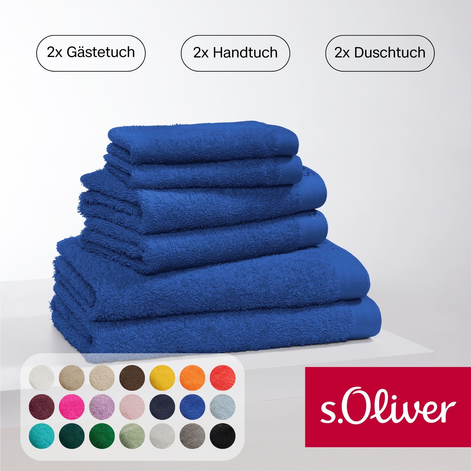 s.Oliver Handtuch Set s.Oliver, Premium Qualität, 600 gr/m², Walkfrottier (Set, 6-St), 2 Gästetücher 30x50, 2 Handtücher 50x100, 2 Duschtücher 70x140