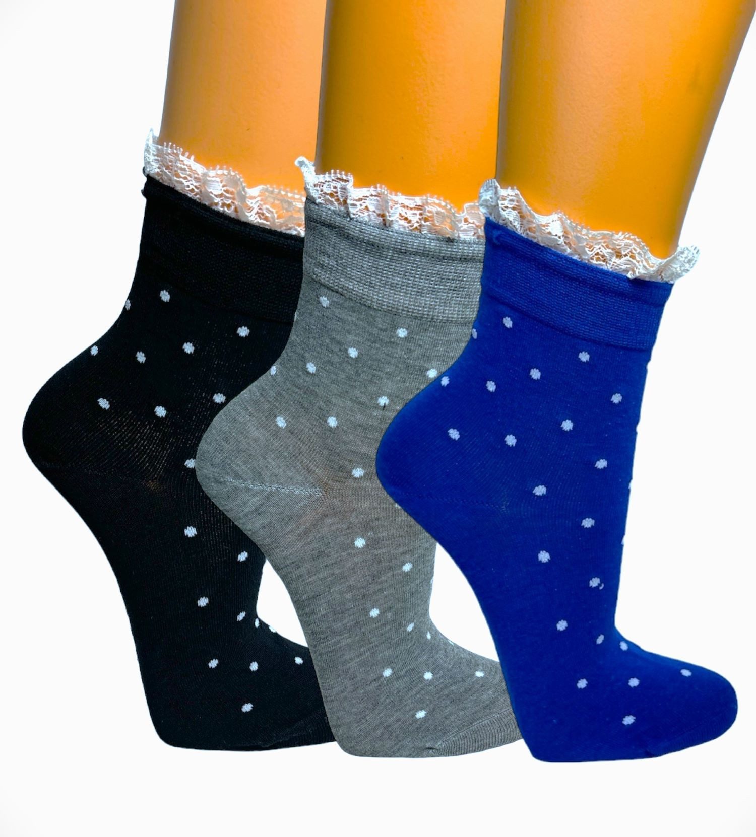 Riese Komfortsocken RS Komfortsocken mit Rüschenrand (Packung, 3 Paar) Pünktchen, Spitze