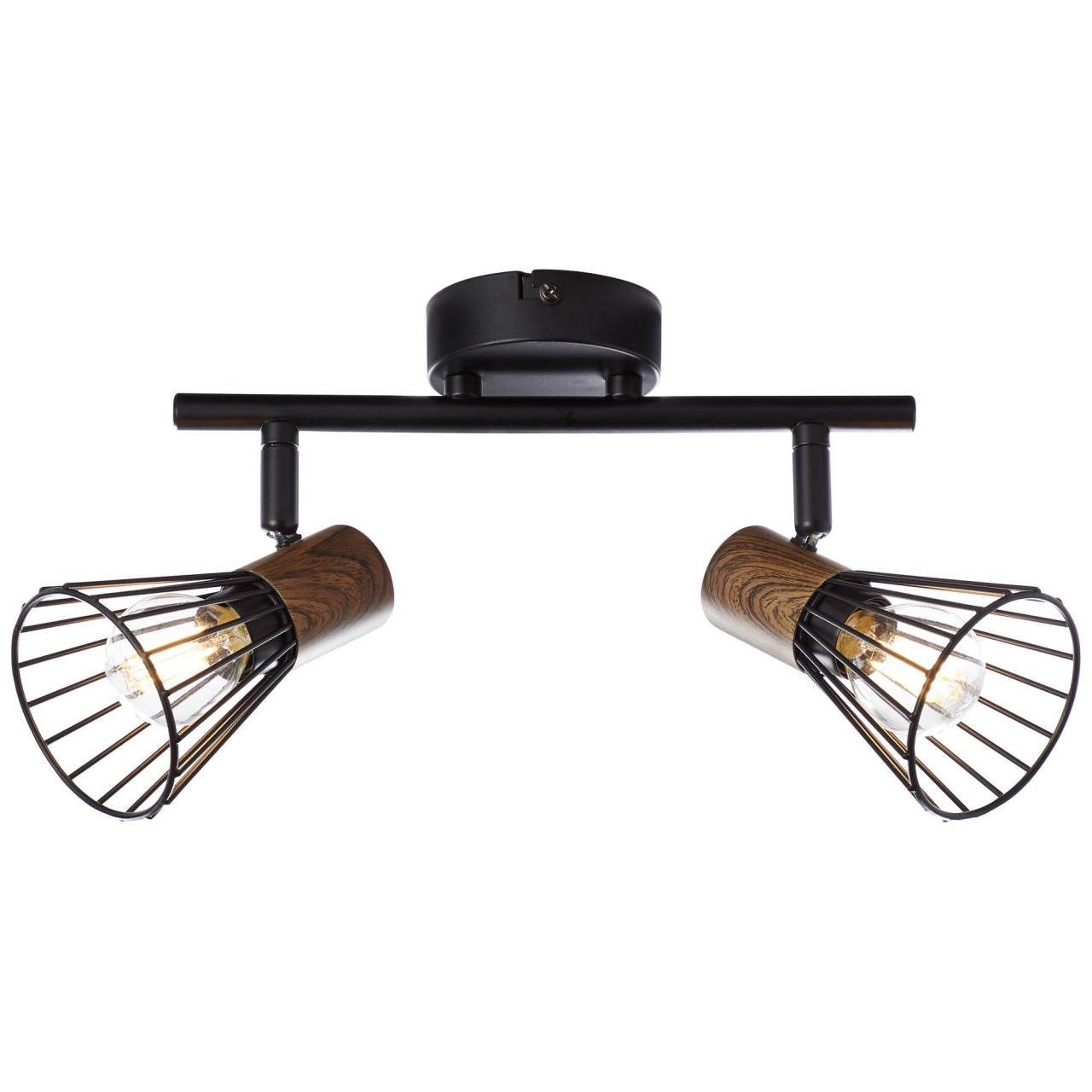 Brilliant Deckenleuchte Manama, Lampe Manama Spotrohr 2flg holz dunkel/schwarz matt 2x D45, E14, 18W