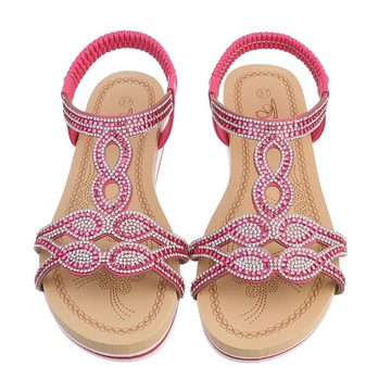 Ital-Design Damen Freizeit Riemchensandalette Keilabsatz/Wedge Keilsandaletten in Pink