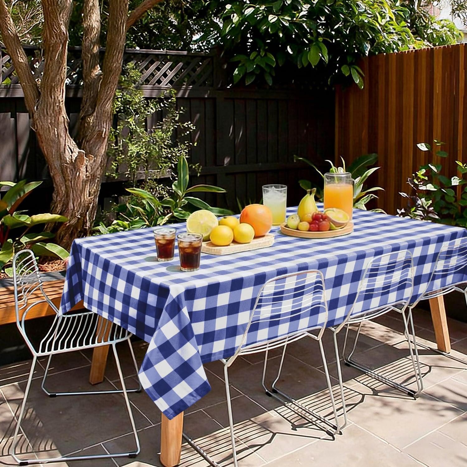 LuxusKollektion Tischdecke Outdoor Tischdecke Kariert Blau/Weiß 240x140cm (1-tlg)