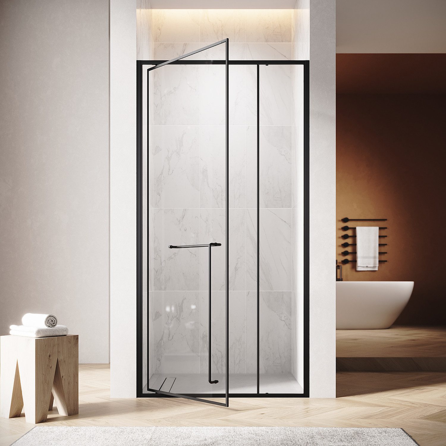 SONNI Dusch-Drehtür Duschtür,Unsichtbare Pivot-Duschtür70/80/90/100cm Duschkabinen, 70x195 cm