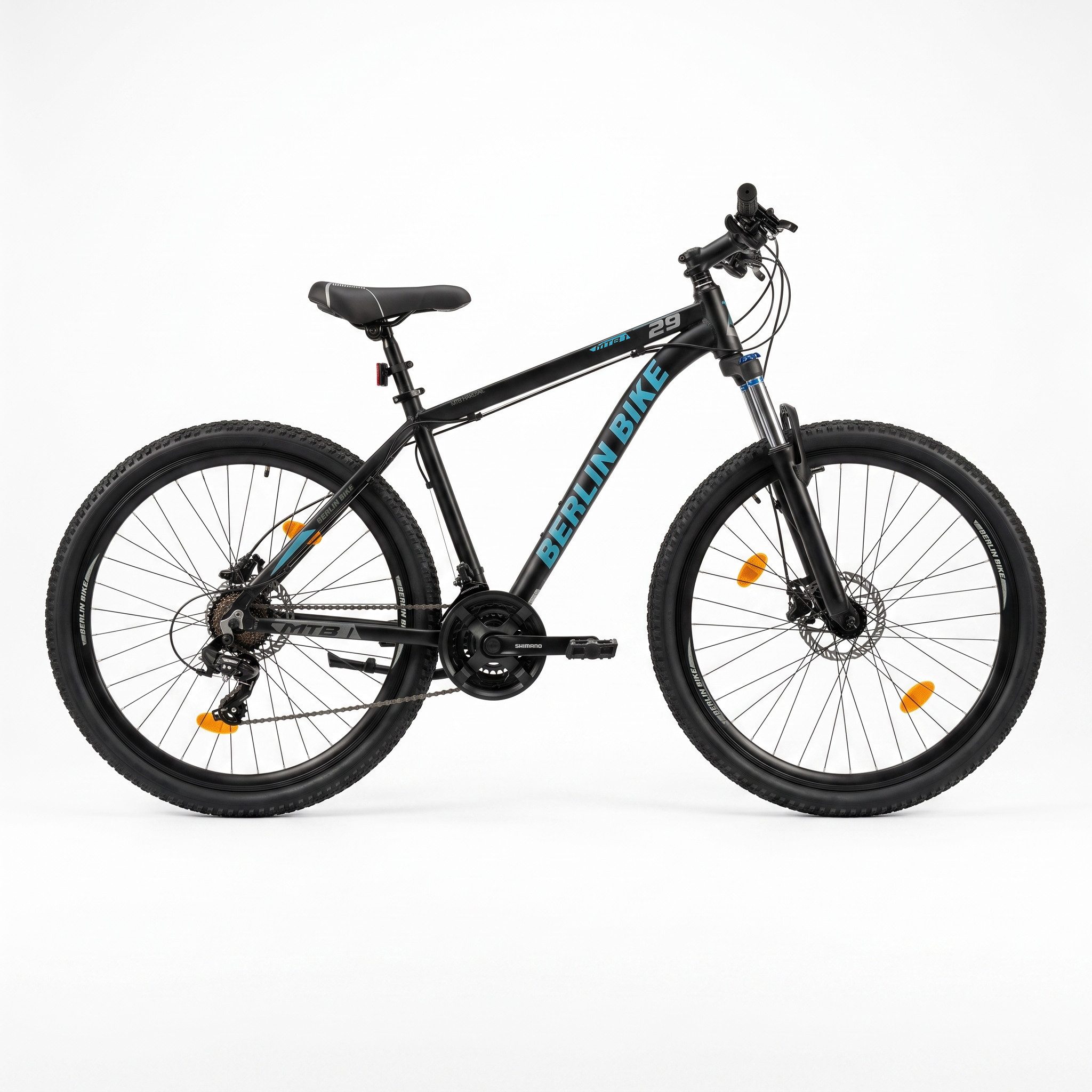 BERLIN BIKE Mountainbike MTB1 Serien-Komplettset 26/27,5/29 Zoll mit Shimano-Ausstattung, 21 Gang Shimano FD-TZ500/RD-TY300D Schaltwerk, Kettenschaltung, (Shimano Kurbel, Dacron Hydraulische Scheibenbremsen, Aluminiumrahmen), mit hydraulischen Scheibenbremsen