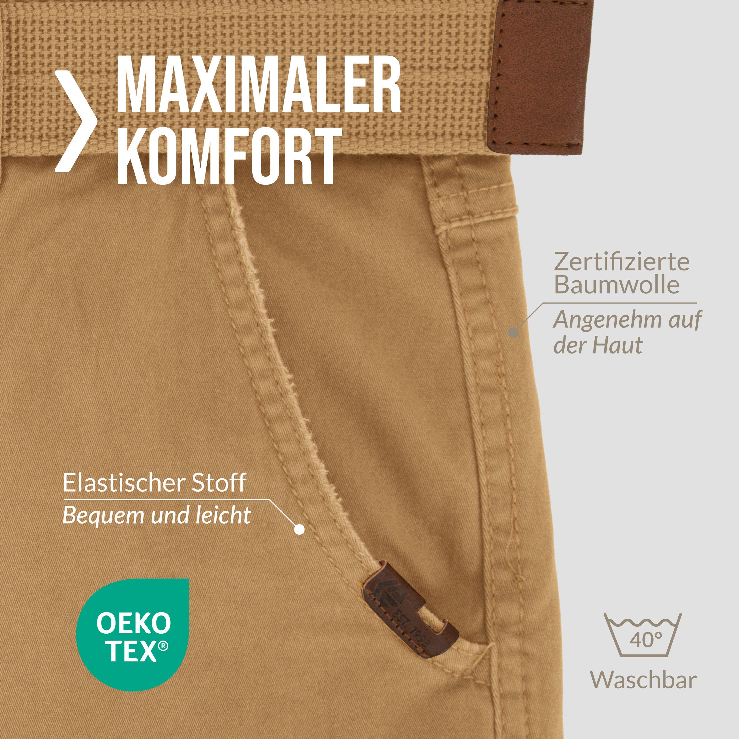 Indicode Cargohose Herren William Cargo Hose Herrenhose mit 7 Taschen, inkl. Gürtel