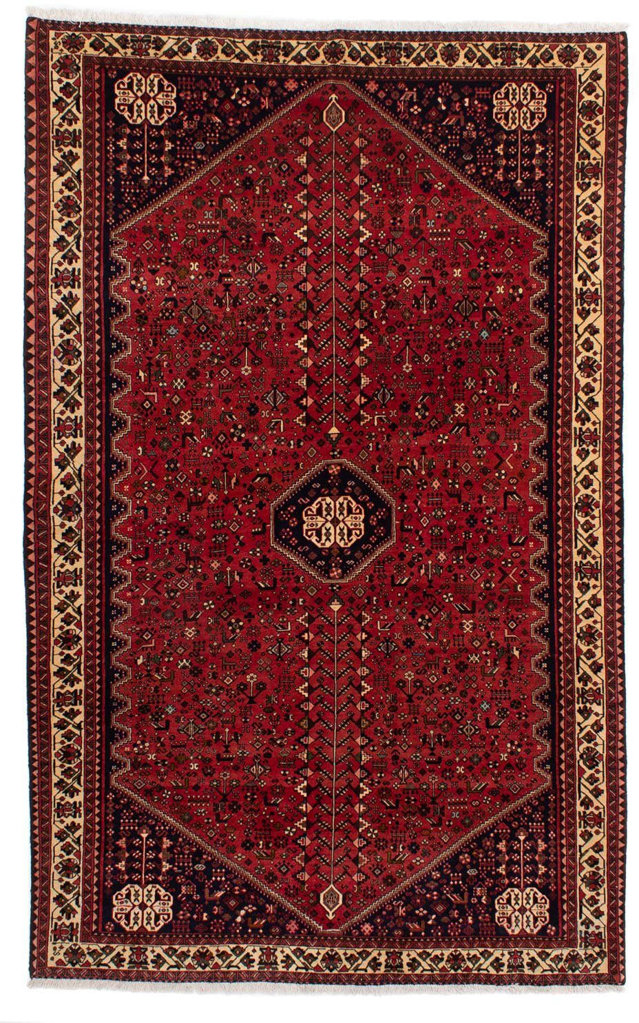 Zertifikat cm, scuro mm, Unikat 10 x mit Shiraz Wollteppich Rosso 300 Medaillon Höhe: rechteckig, 200 morgenland,