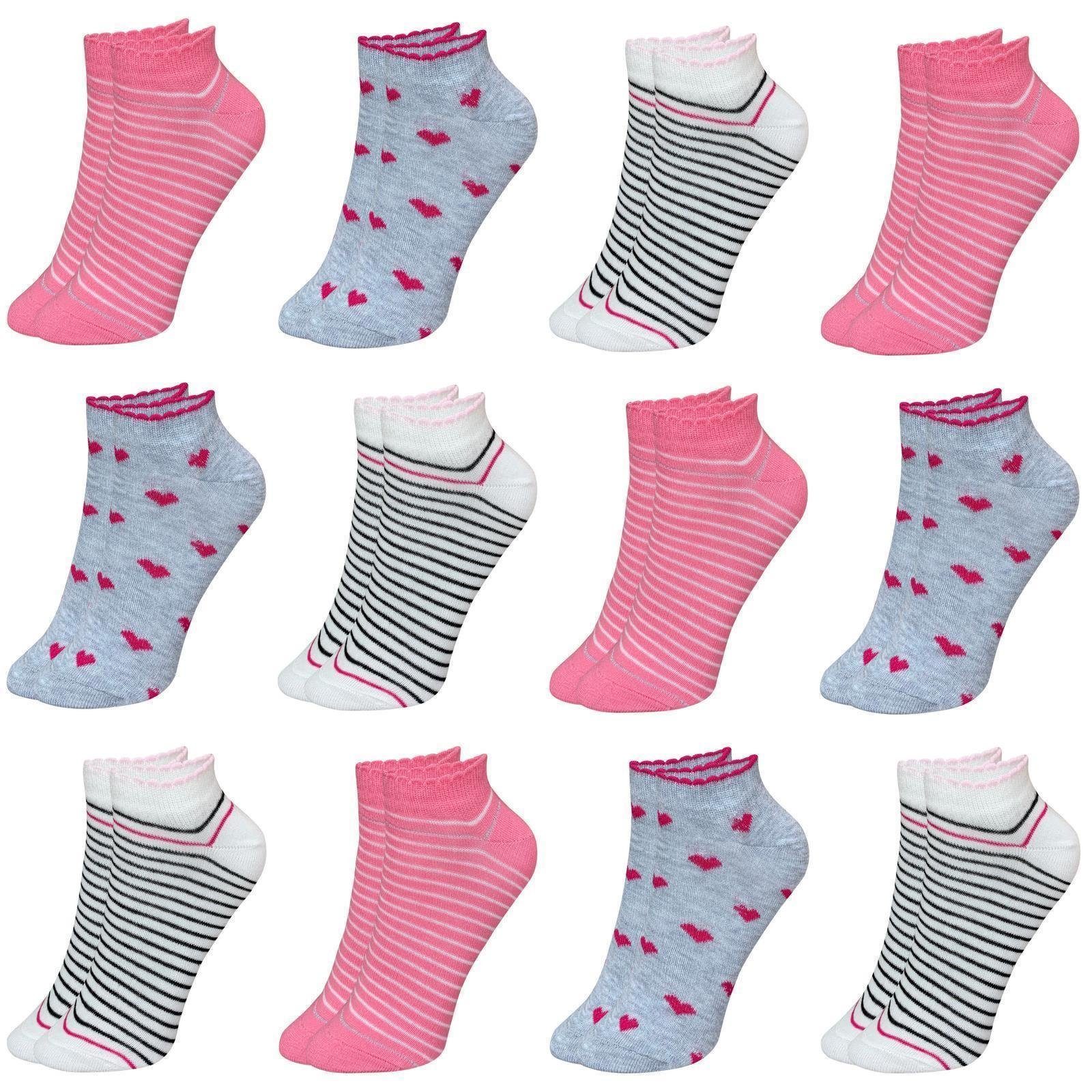 LOREZA Kurzsocken 12 Paar Mädchen Socken Sneakersocken Kindersocken (Paar, 12-Paar) 12-Paar Modell 3