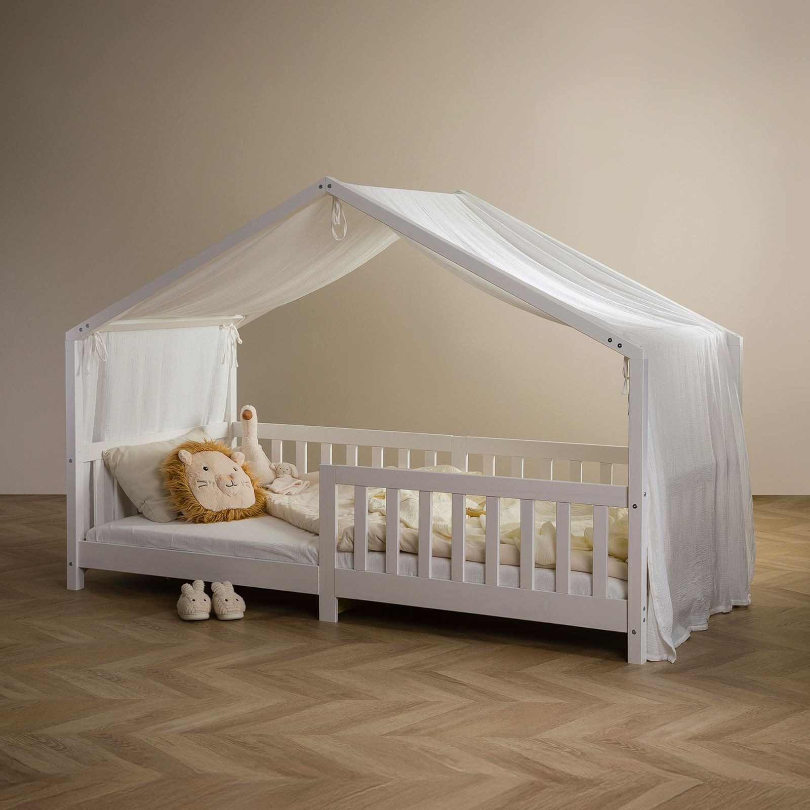 IDIMEX Betthimmel LIAN, Betthimmel Hausbett Deko, Musselin Baldachin aus 100% Baumwolle weiß