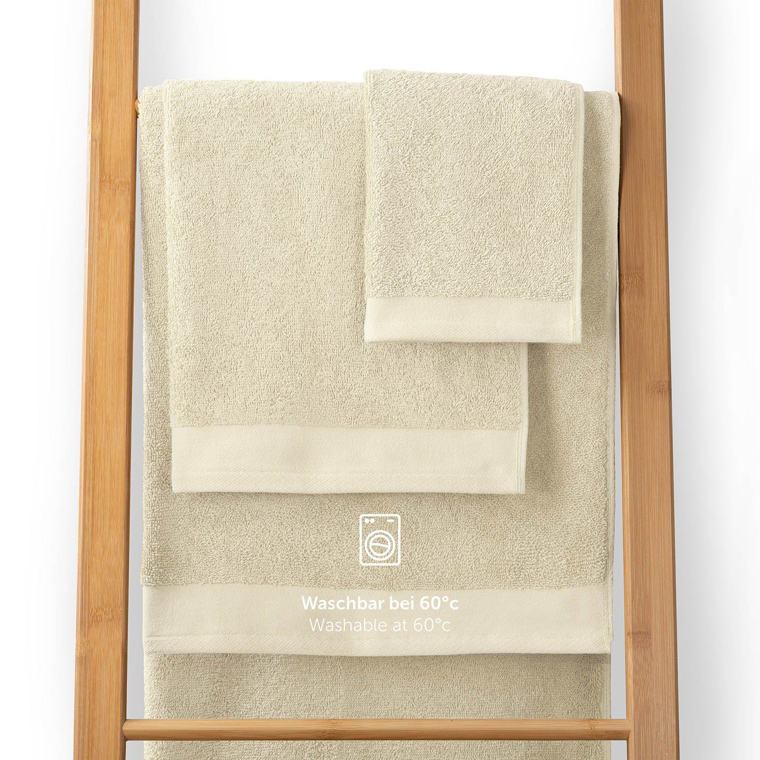 Blumtal Handtücher Premium 2er Set mit Sand (2-St), weich Frottee Set Aufhängschlaufen, Handtücher Handtücher Frottier und 100% Baumwolle saugstark, 50x100cm 