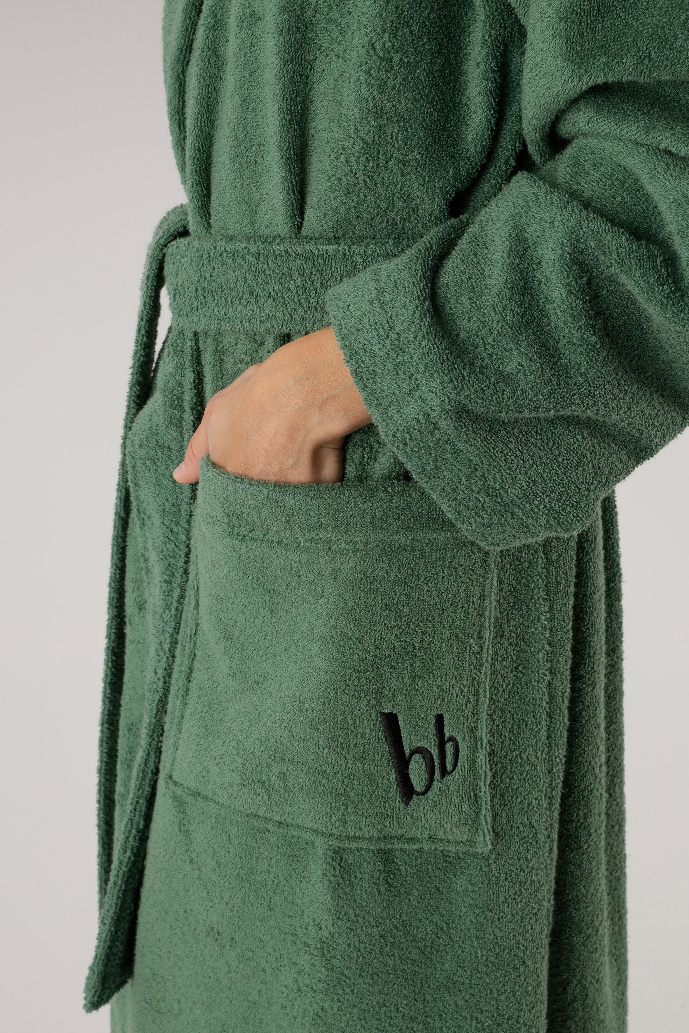 Bruno Banani Unisex-Bademantel Robby, ideal für Sauna & Spa, Standard, Premium und Überlänge, Langform, Walkfrottee, Kapuze, Gürtel, Damen & Herren Bademäntel,  – Bild 5 von 5