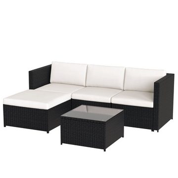 Flieks Gartenlounge-Set, (2-tlg), Polyrattan Gartenmöbel mit kissen und Tisch