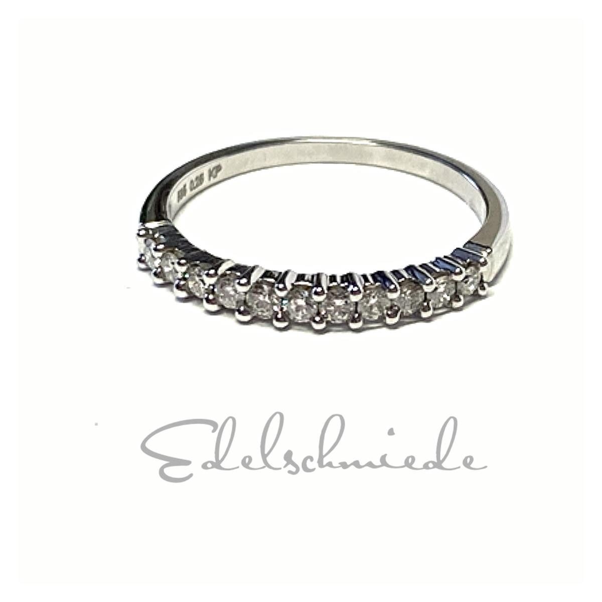 Edelschmiede925 Schmuckset toller Weißgoldring 585/- poliert mit 11 Brillanten =0,25ct #53