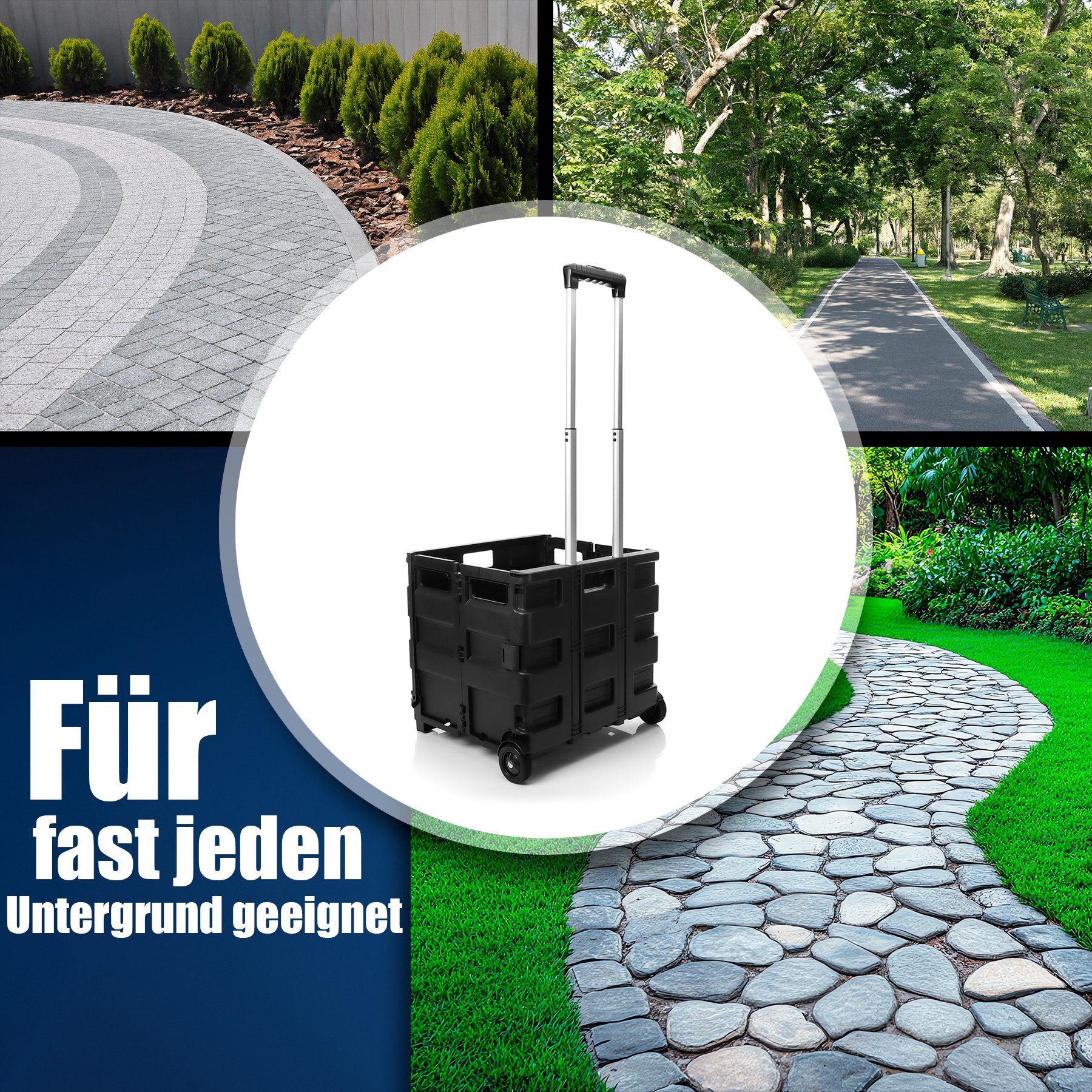 BigDean Einkaufstrolley Einkaufswagen klappbar belastbar bis 35kg - Teleskopgriff, 35 l, Transportbox, Transportwagen, Trolley, Einkaufskiste – Bild 5 von 5