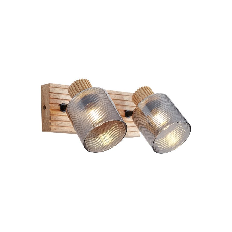 Qazqa LED Aufbaustrahler Gracy, ohne Leuchtmittel, E14, Braun, Modern, Holz günstig online kaufen