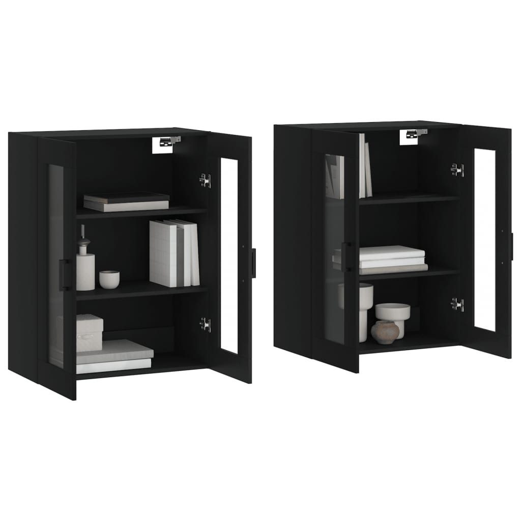 vidaXL Sideboard Wandschränke 2 Stk. Schwarz günstig online kaufen