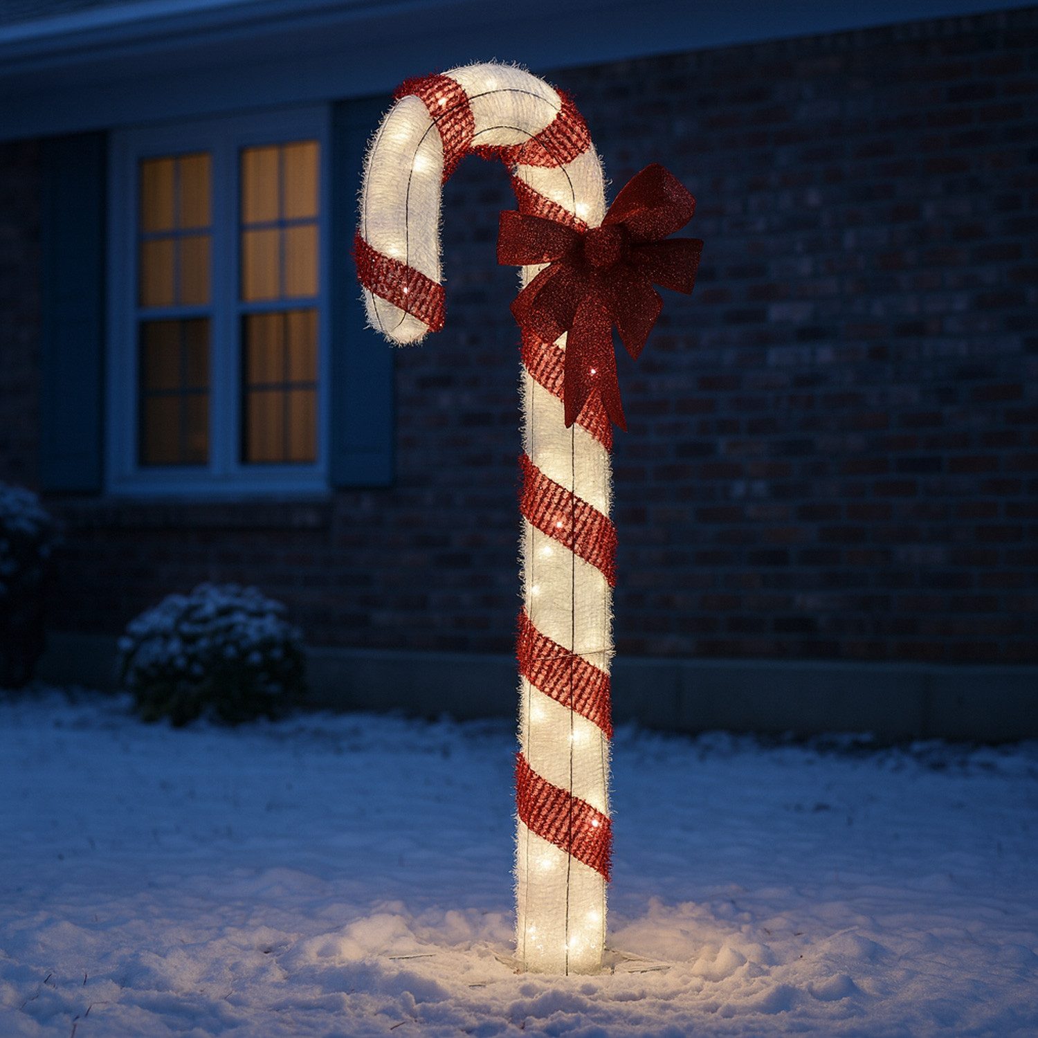MARELIDA LED Dekoobjekt LED Zuckerstange mit Schleife XXL Gartendeko Außen Weihnachtsdeko 1,5m, LED Classic, warmweiß (2100K bis 3000K)
