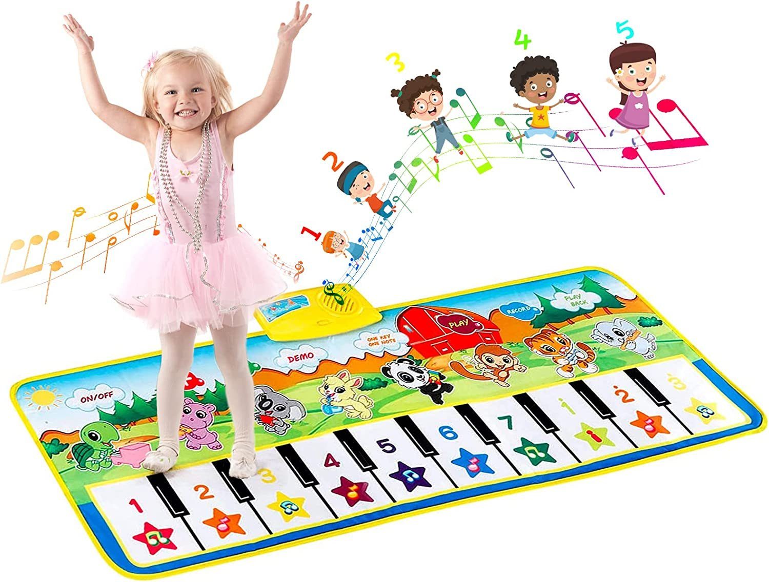 EXTSUD Spielmatte Klaviermatte Kinderspielzeug Mädchen Kleinkinder Baby Spielzeug (Klaviertastatur Keyboard Musikmatte Tanzmatten, Kindergeburtstag Geschenk), für Jungen Mädchen Kleinkinder,Baby Spielzeug ab 1 Jahr
