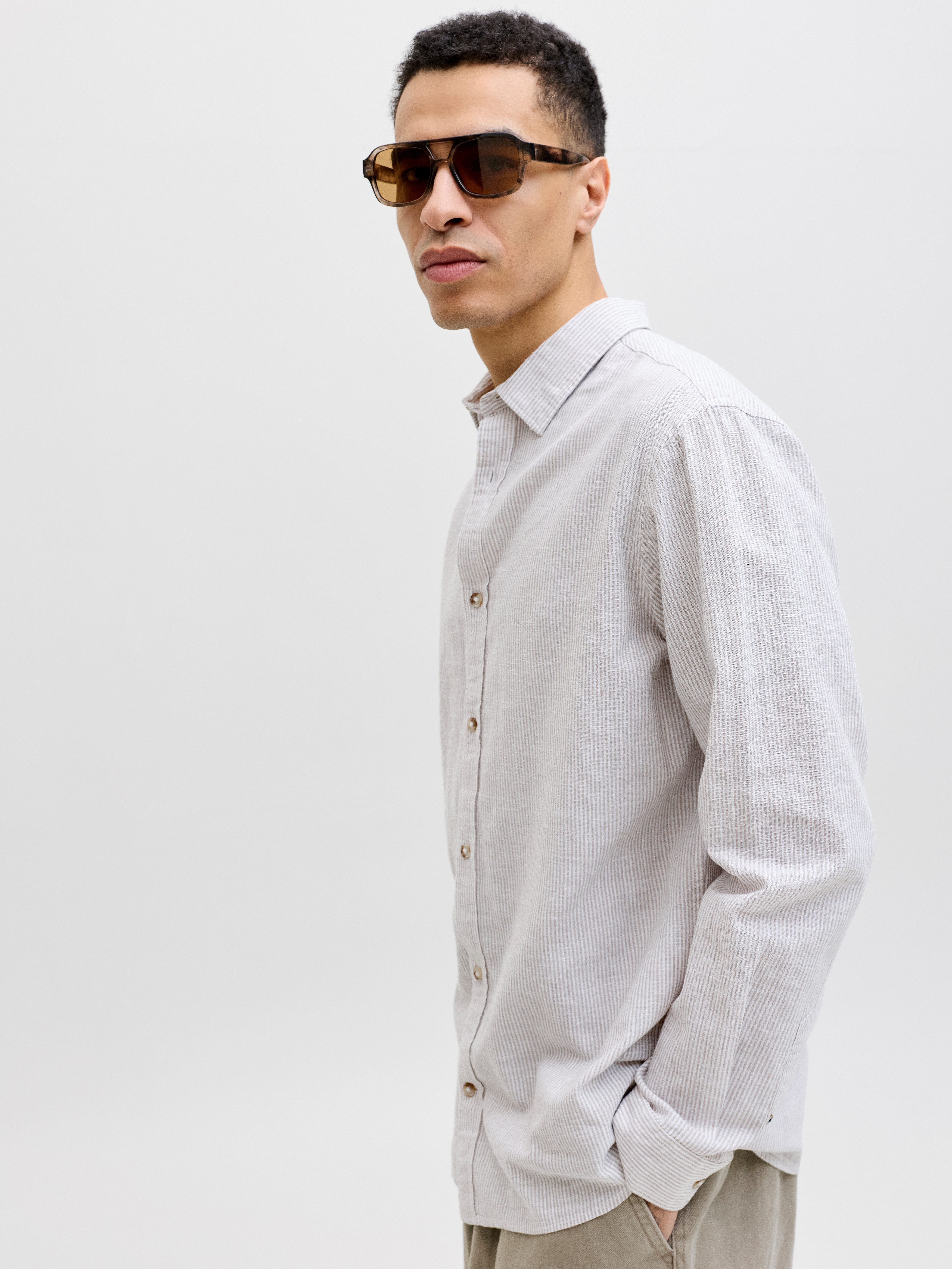 Jack & Jones Langarmhemd JJESUMMER LINEN BLEND SHIRT L/S SN 2PKMP (Packung, 2-tlg)