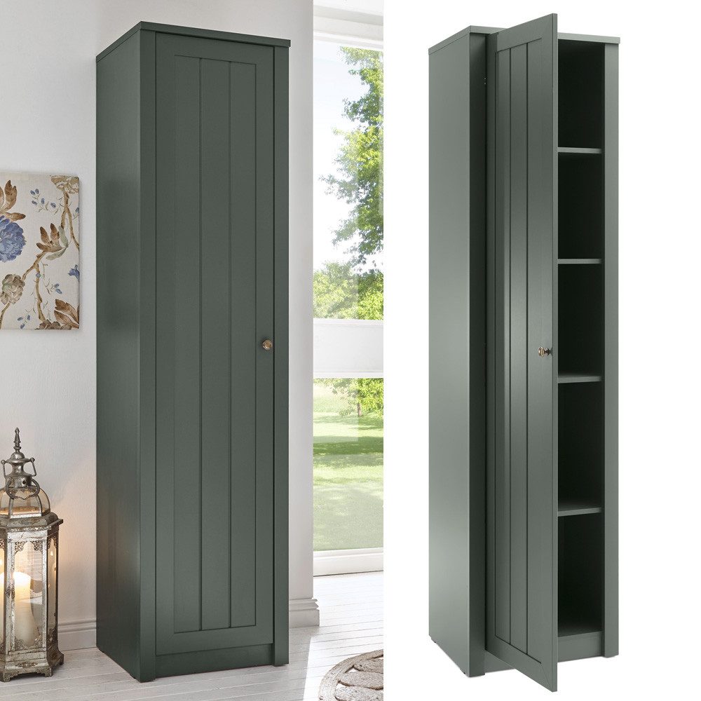 Lomadox Stauraumschrank ATHEN-61 Landhaus in edlem grün, 5 geräumige Fächer günstig online kaufen