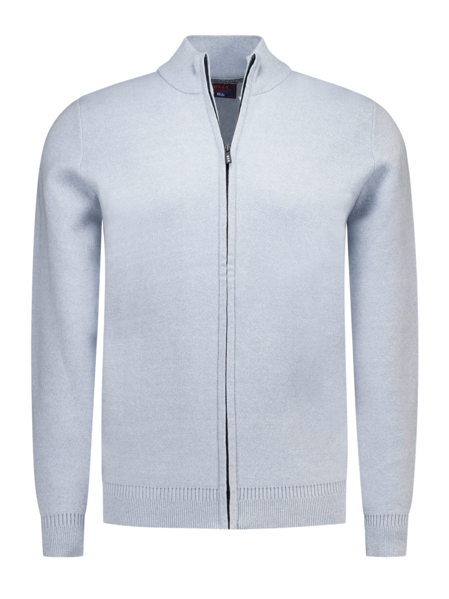 New Zealand Auckland Strickpullover NZA263 G grau,Casual,Baumwolle,Unifarben,Stehkragen,Lang,Casual Fit