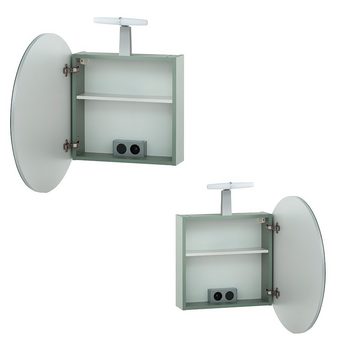 Lomadox Badmöbel-Set BELFORT-80, (Spar-Set, 4-St), Badezimmer Unterschrank Spiegel Hochschrank Midischrank mint skandi