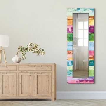 Artland Dekospiegel Farbiger Holzhintergrund, gerahmter Ganzkörperspiegel, Wandspiegel, mit Motivrahmen, Landhaus