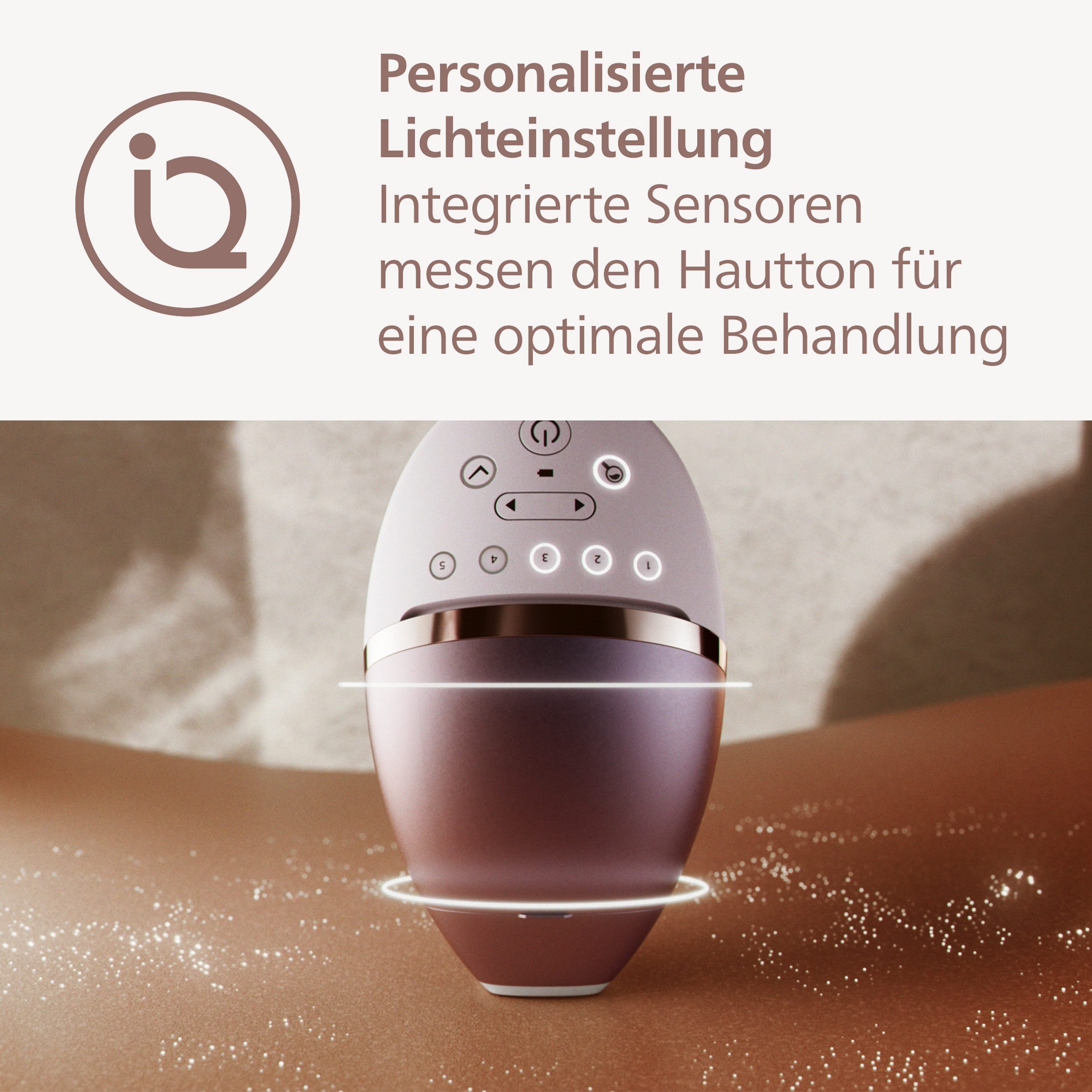 Philips IPL-Haarentferner Philips Lumea Series 8000 BRI947/00, 450.000 Lichtimpulse, 4 Aufsätze (Achseln, Bikinizone, Körper und Gesicht) weiß