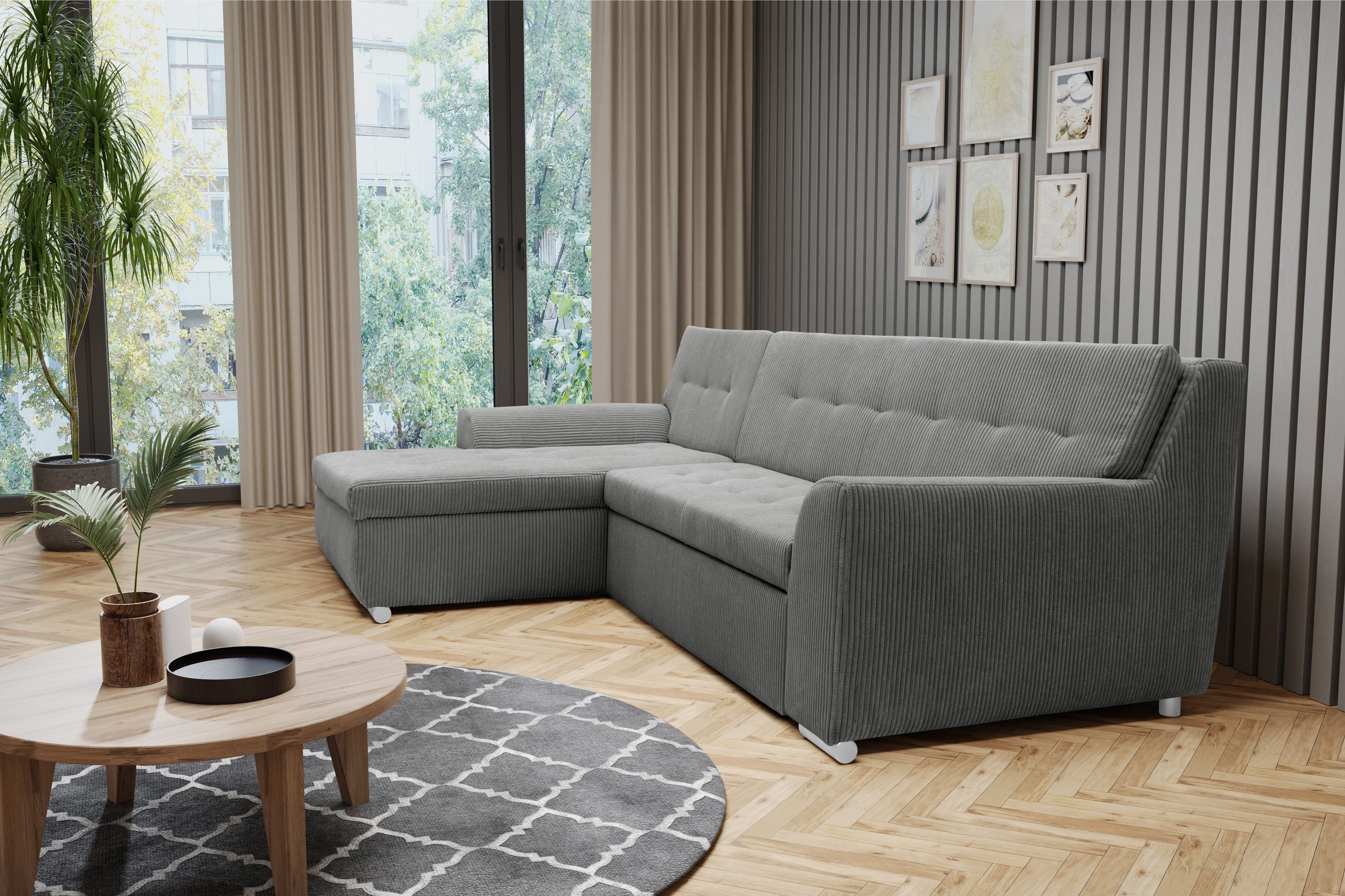 DOMO collection Ecksofa Treviso, wahlweise mit Bettfunktion, auch in Cord