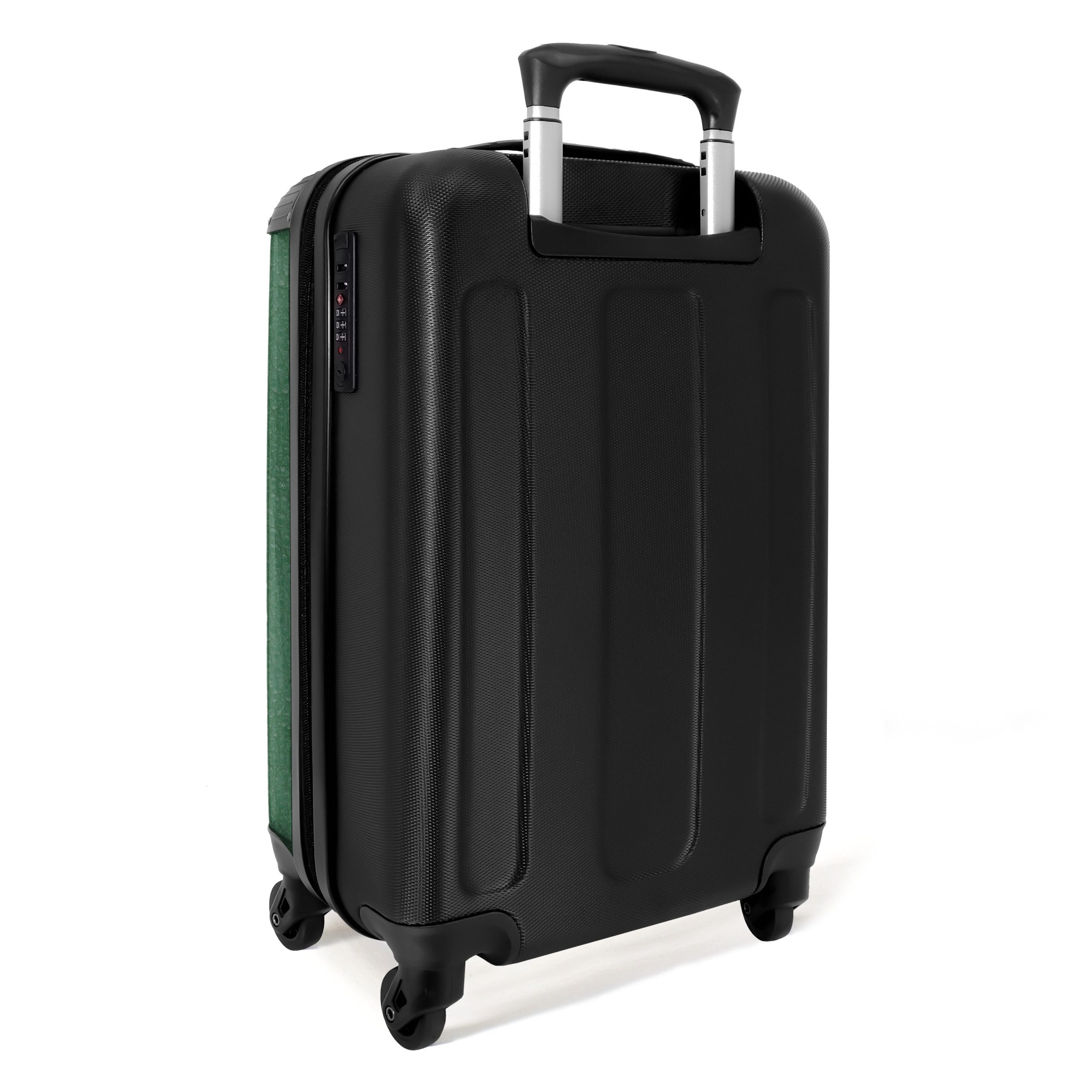 NoBoringSuitcases.com© Hartschalen-Trolley Lederoptik Farbe grün 55x35x20cm, 4 Rollen, Kinder Koffer Klein, Trolley Handgepäck, Reisekoffer