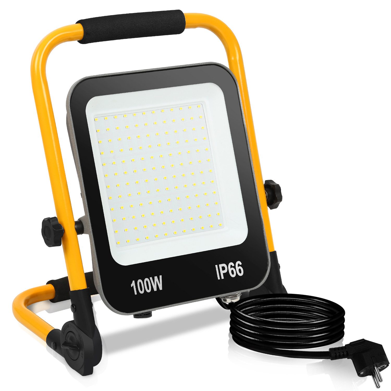 Clanmacy LED Baustrahler LED Baustrahler LED Fluter mit Stativ Scheinwerfer Außen Strahler 100W
