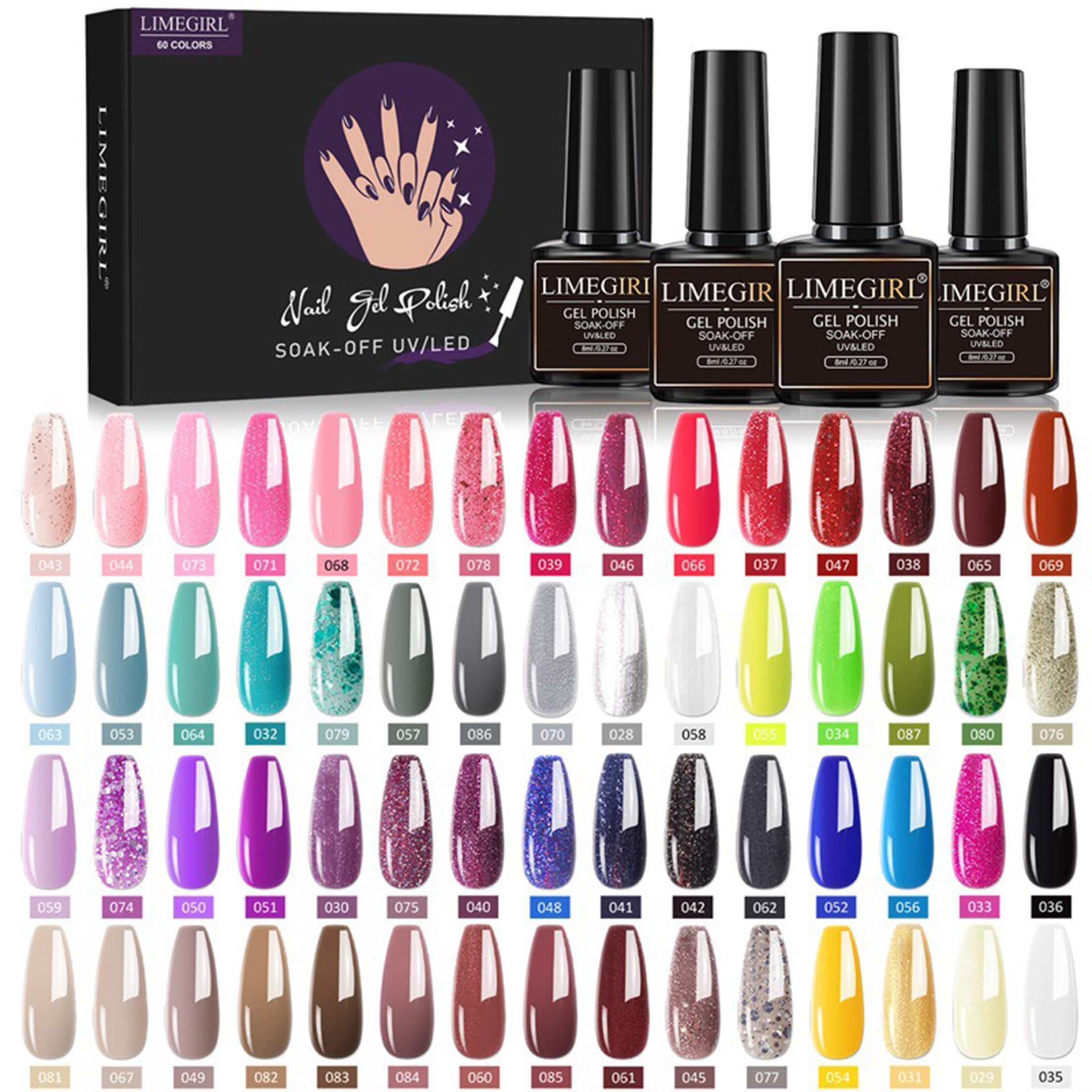 KINSI Nagellack-Set 60 Farben Gel Nagellack Set,Matt & Glänzend,Nagelstudio Set, 60-tlg., Perfekte Geschenk für Frauen