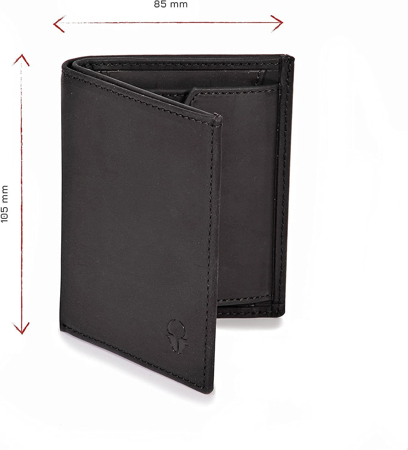 Mit Echtleder Schwarz Schutz Geldbeutel Wallet 6 Vintage RFID Donbolso Mini Kartenfächer, Geldbörse Mnzfachvintage Slim