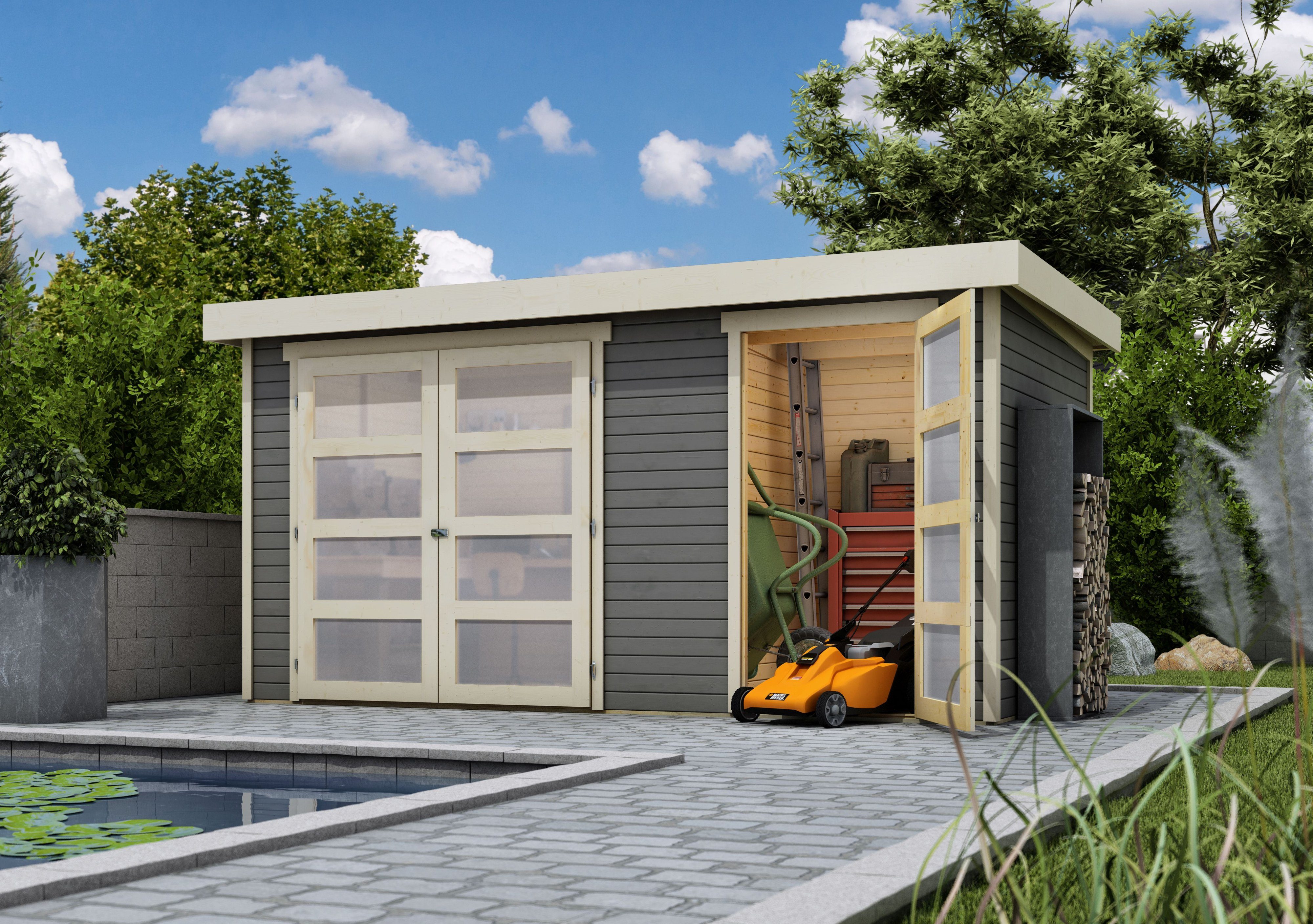 Karibu Gartenhaus Gartenhaus Maluna 1 terragrau günstig online kaufen